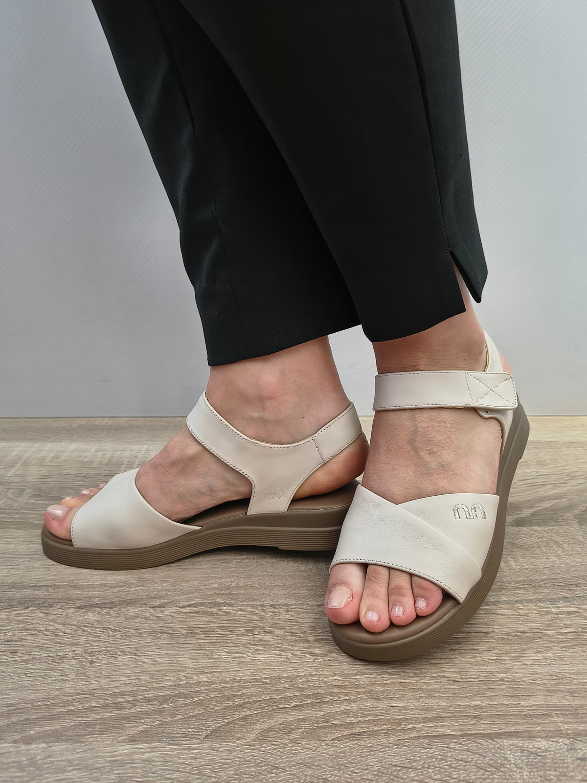 Sandale Casual Damă Formazione 21135 Cream - Piele Naturală - imagine 4