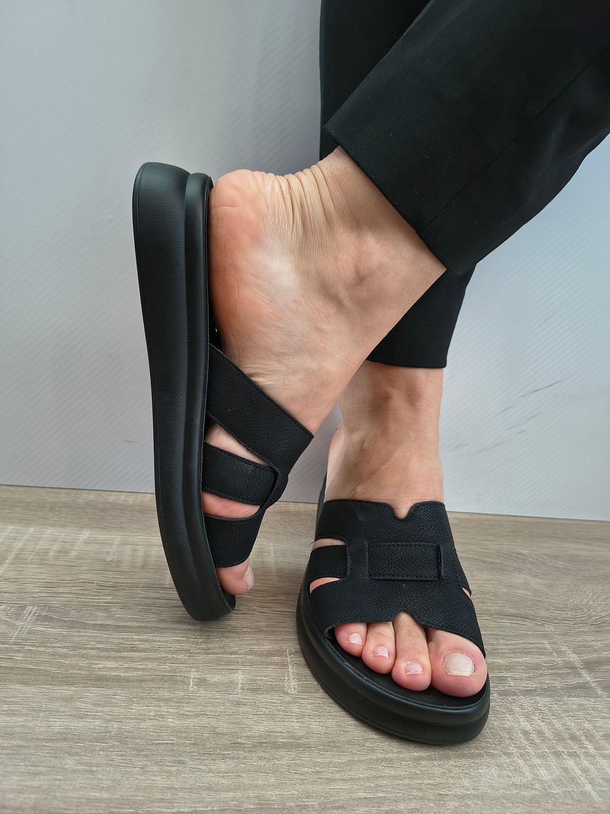 Saboti Casual Damă Formazione 28-008 Negru - Piele Naturală Nubuck - imagine 6