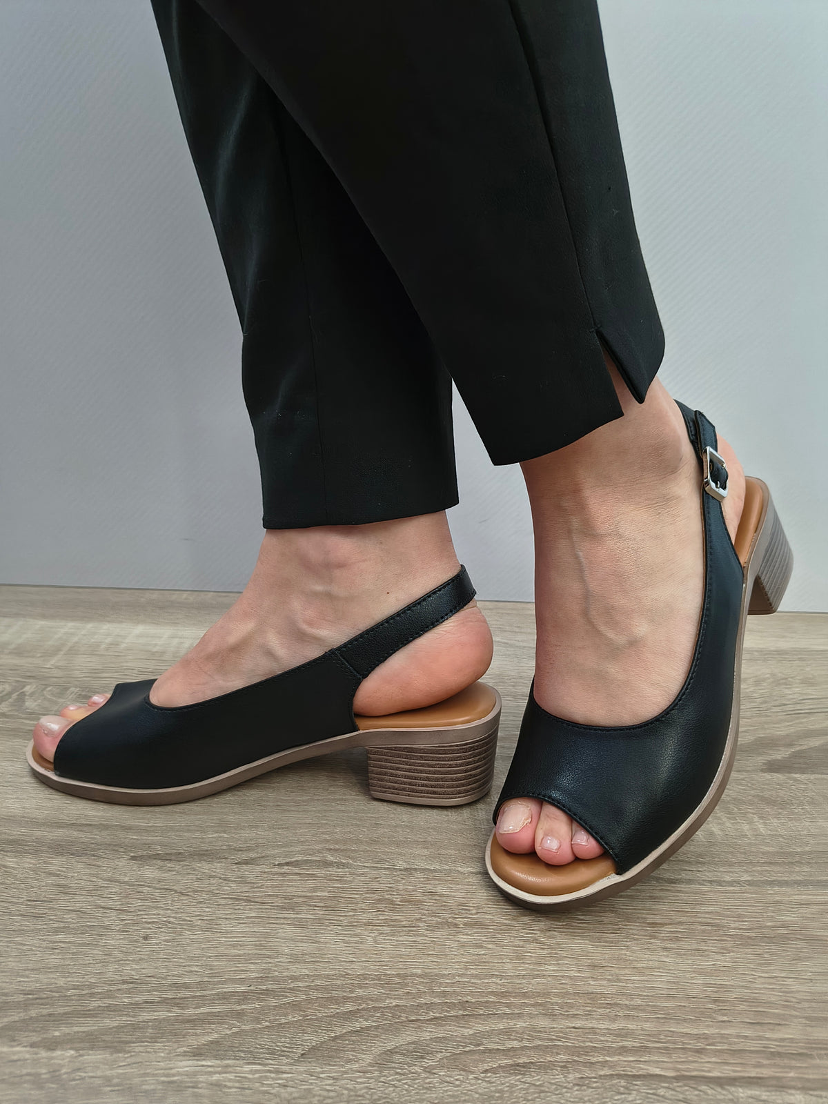 Sandale Casual Damă Formazione 352-1 Negru - Piele Naturală - imagine 4