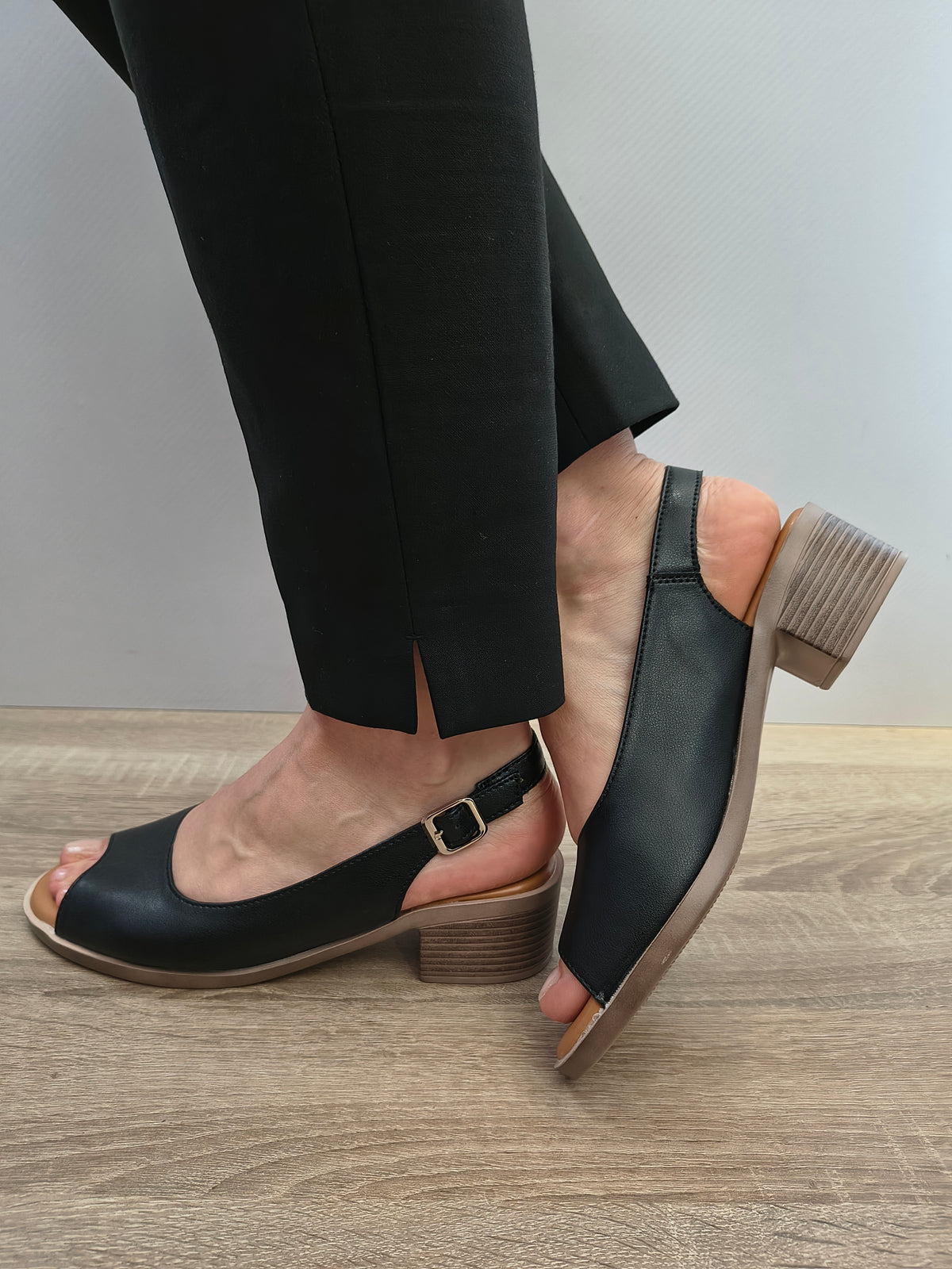 Sandale Casual Damă Formazione 352-1 Negru - Piele Naturală - imagine 5