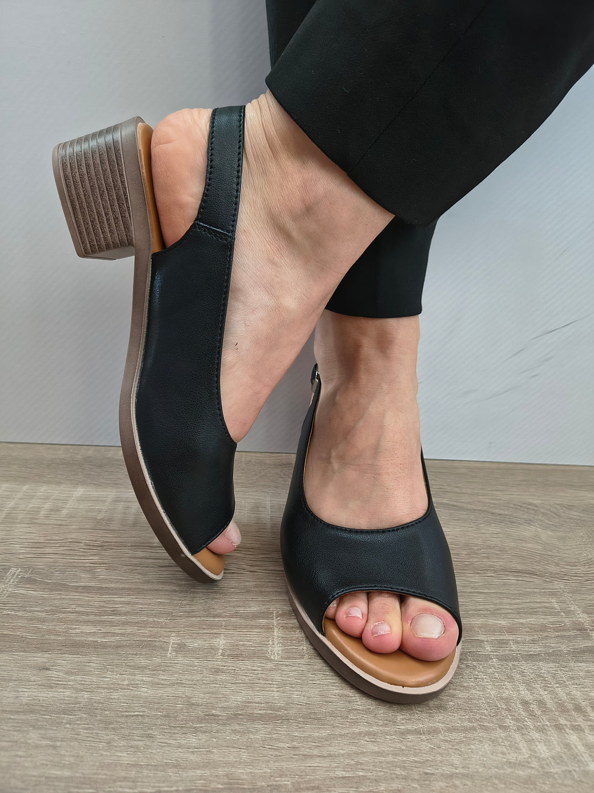 Sandale Casual Damă Formazione 352-1 Negru - Piele Naturală - imagine 7