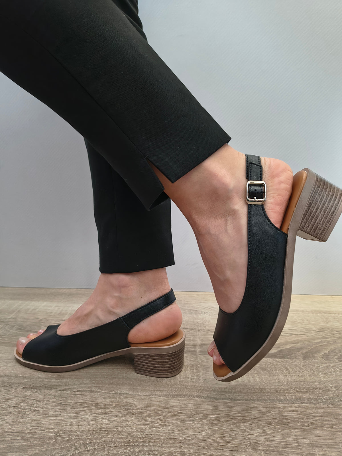 Sandale Casual Damă Formazione 352-1 Negru - Piele Naturală - imagine 8