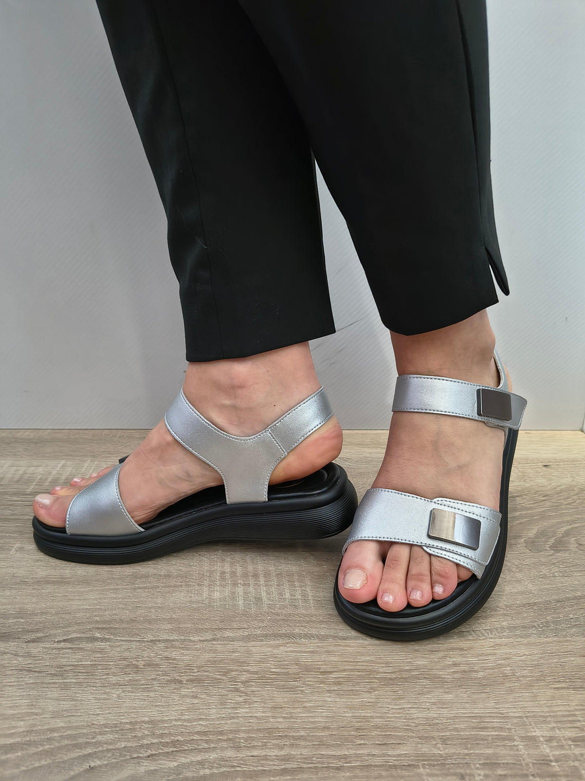 Sandale Casual Damă Formazione 1028 Grey - Piele Naturală - imagine 4