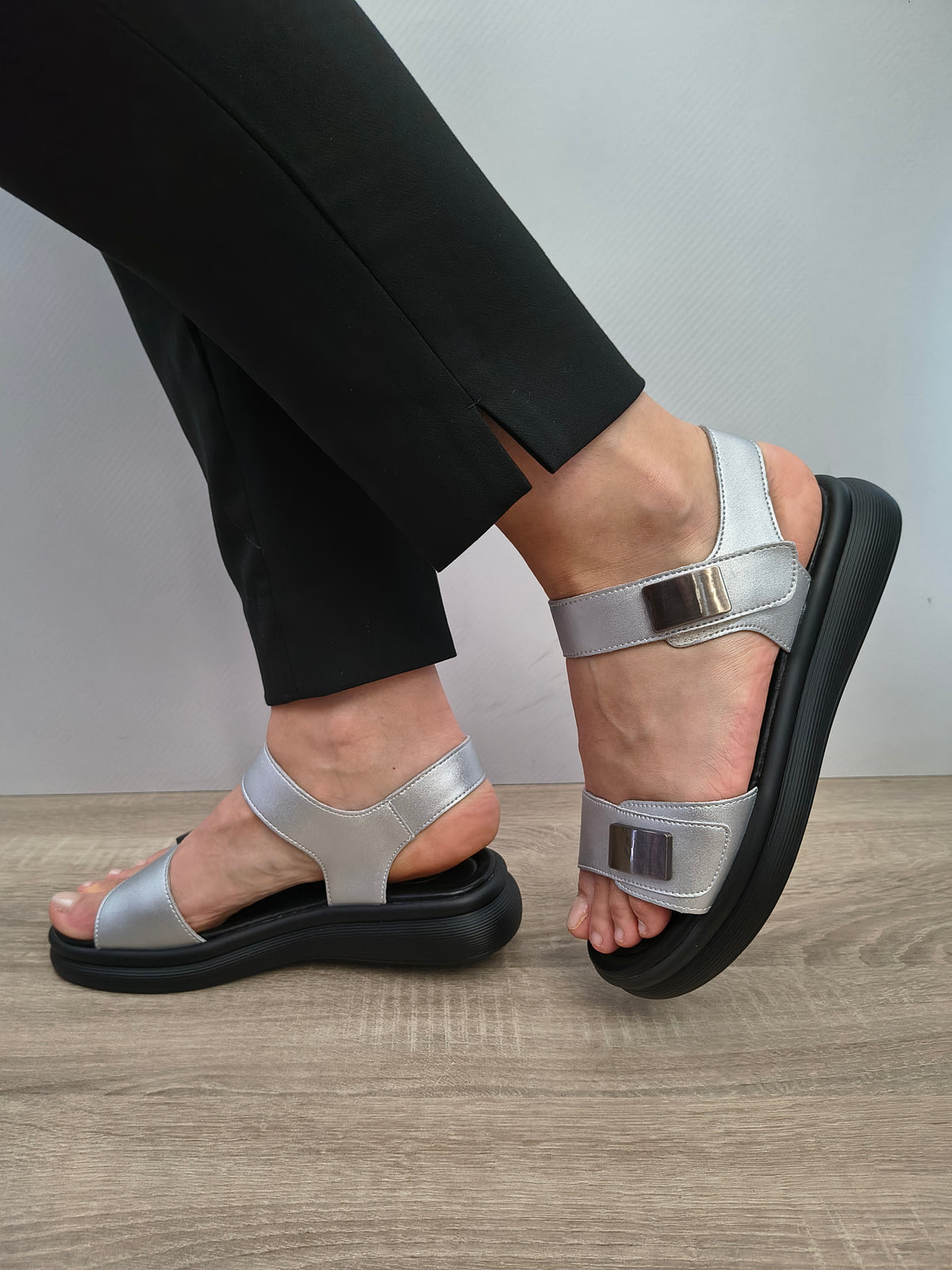 Sandale Casual Damă Formazione 1028 Grey - Piele Naturală - imagine 8