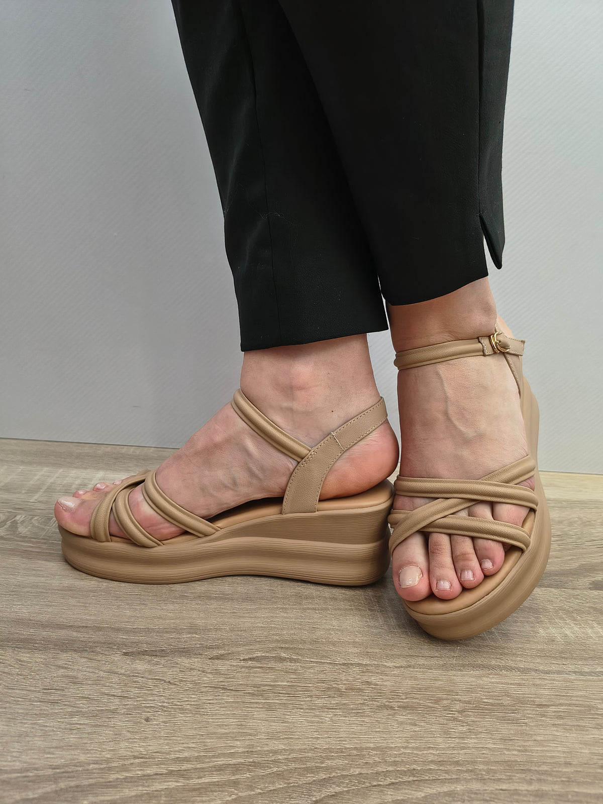 Sandale Casual Damă Formazione 991-1 Apricot - Piele Naturală - imagine 4