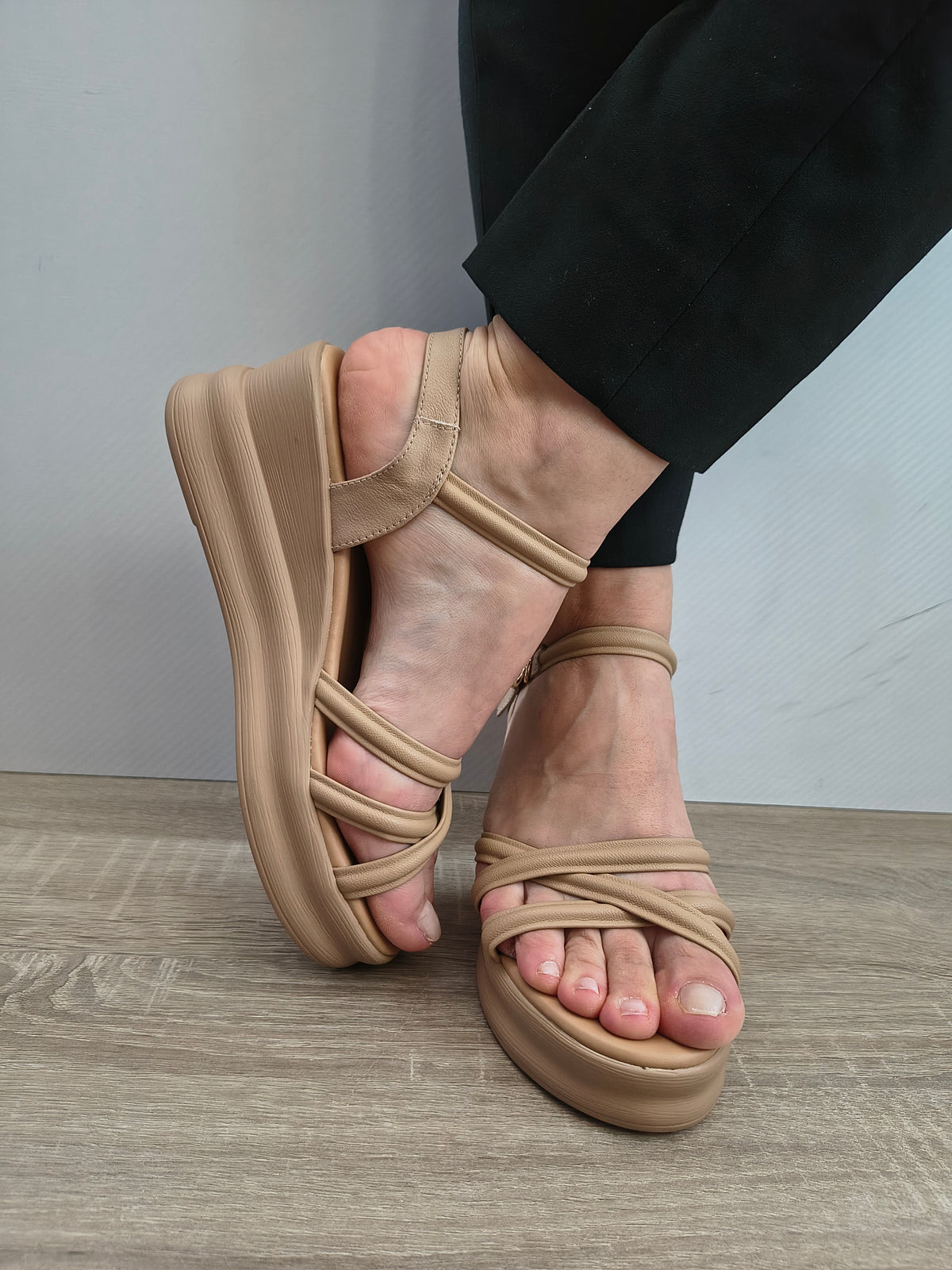 Sandale Casual Damă Formazione 991-1 Apricot - Piele Naturală - imagine 7