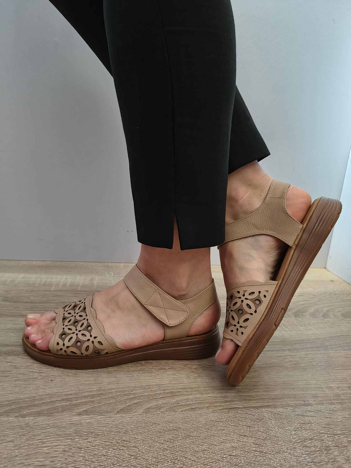 Sandale Casual Damă Formazione 33177 Apricot - Piele Naturală - imagine 5