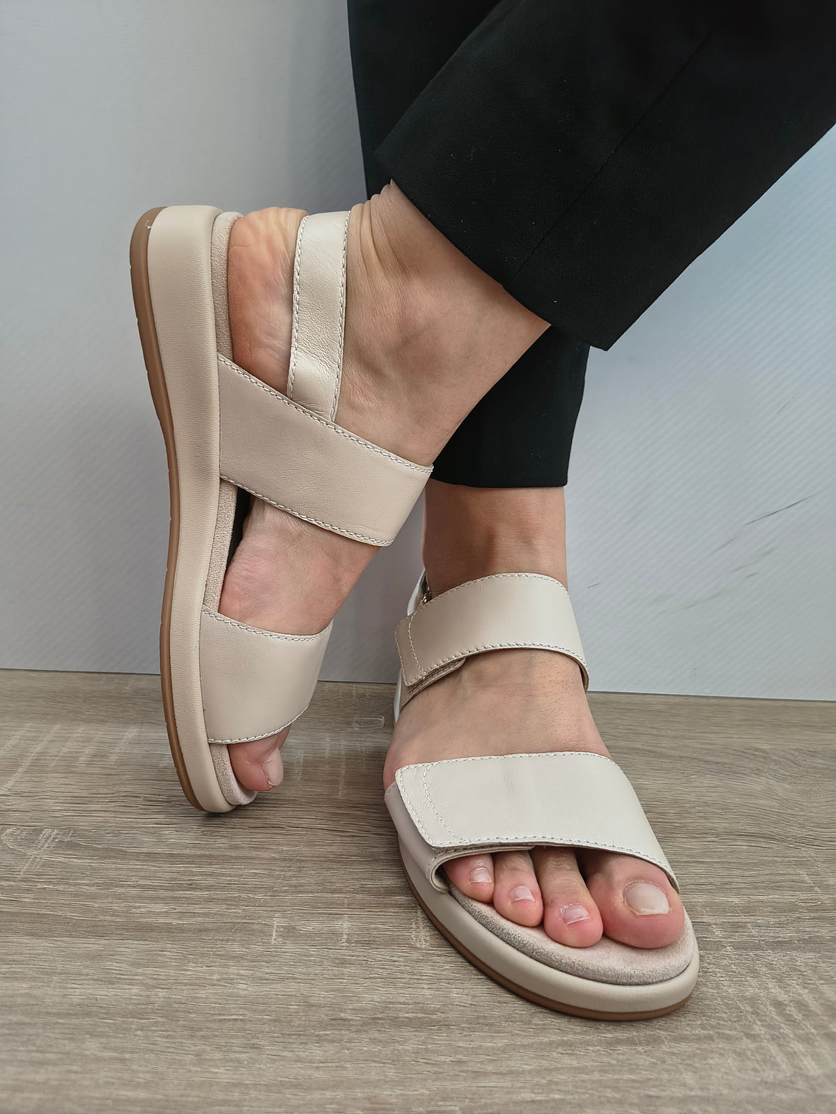 Sandale Casual Damă Caprice 28207-44 140 Crem Perlat - Piele Naturală - imagine 6