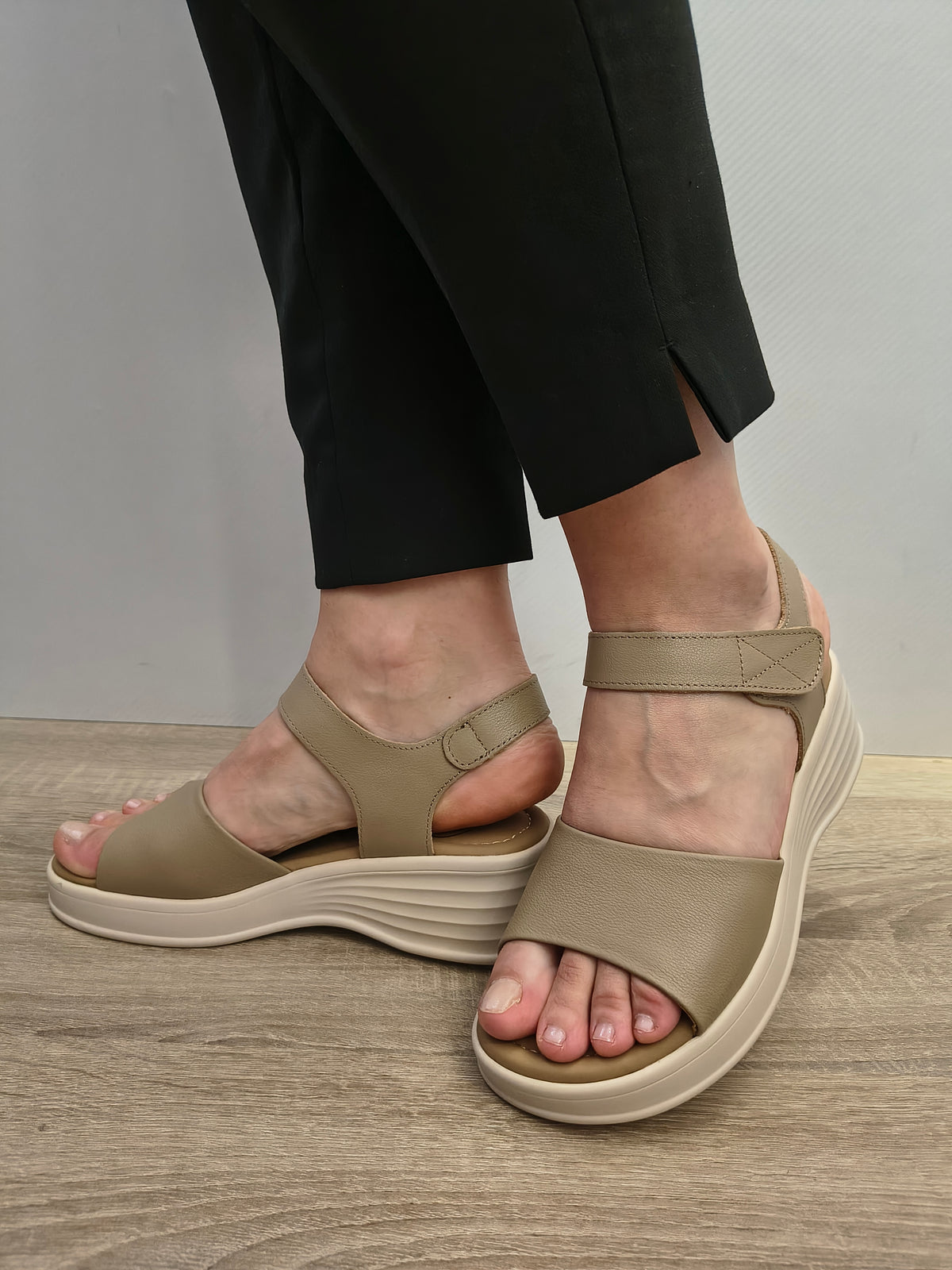 Sandale Casual Damă Formazione 5018 Bej - Piele Naturală - imagine 4