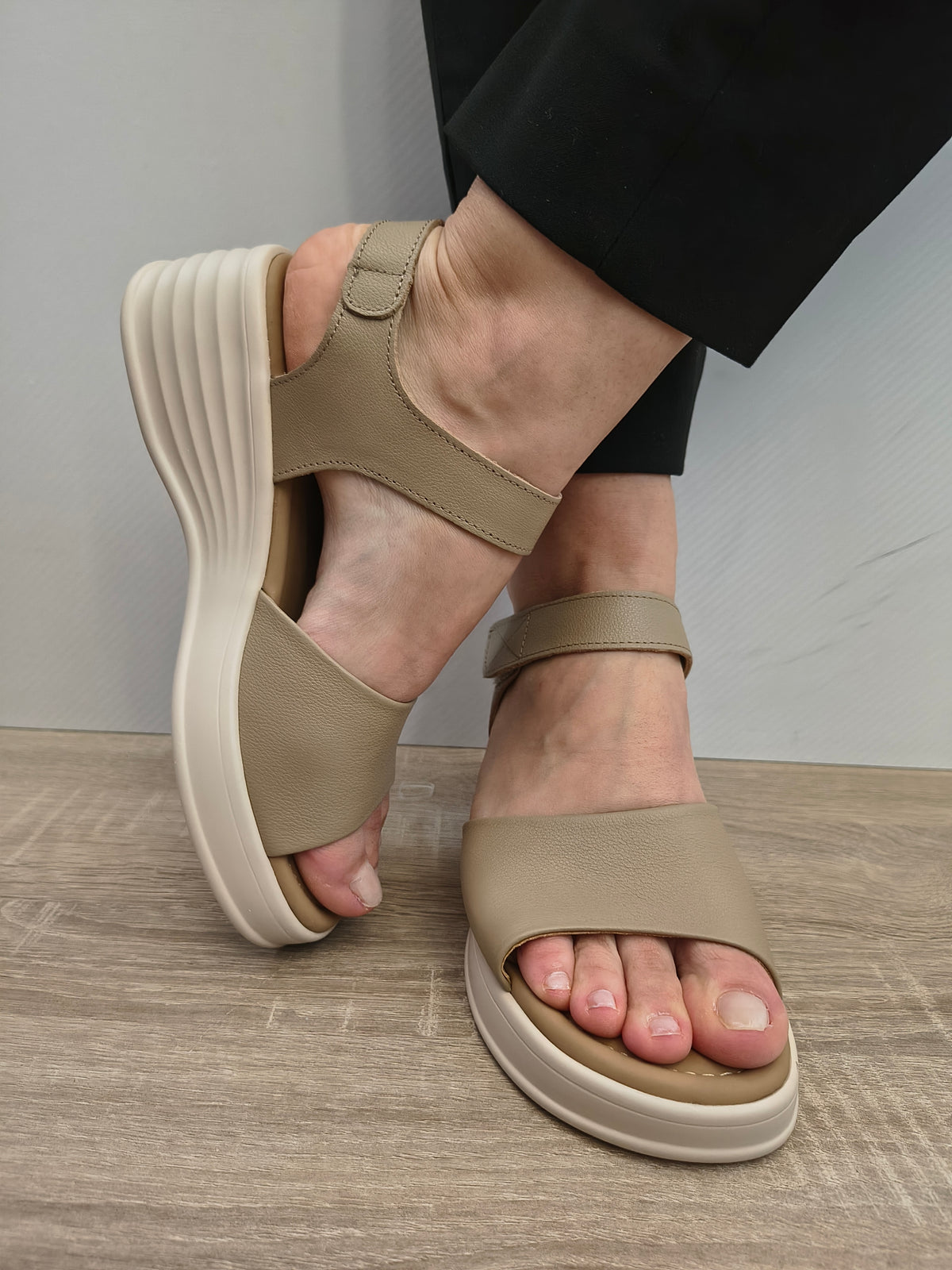 Sandale Casual Damă Formazione 5018 Bej - Piele Naturală - imagine 7