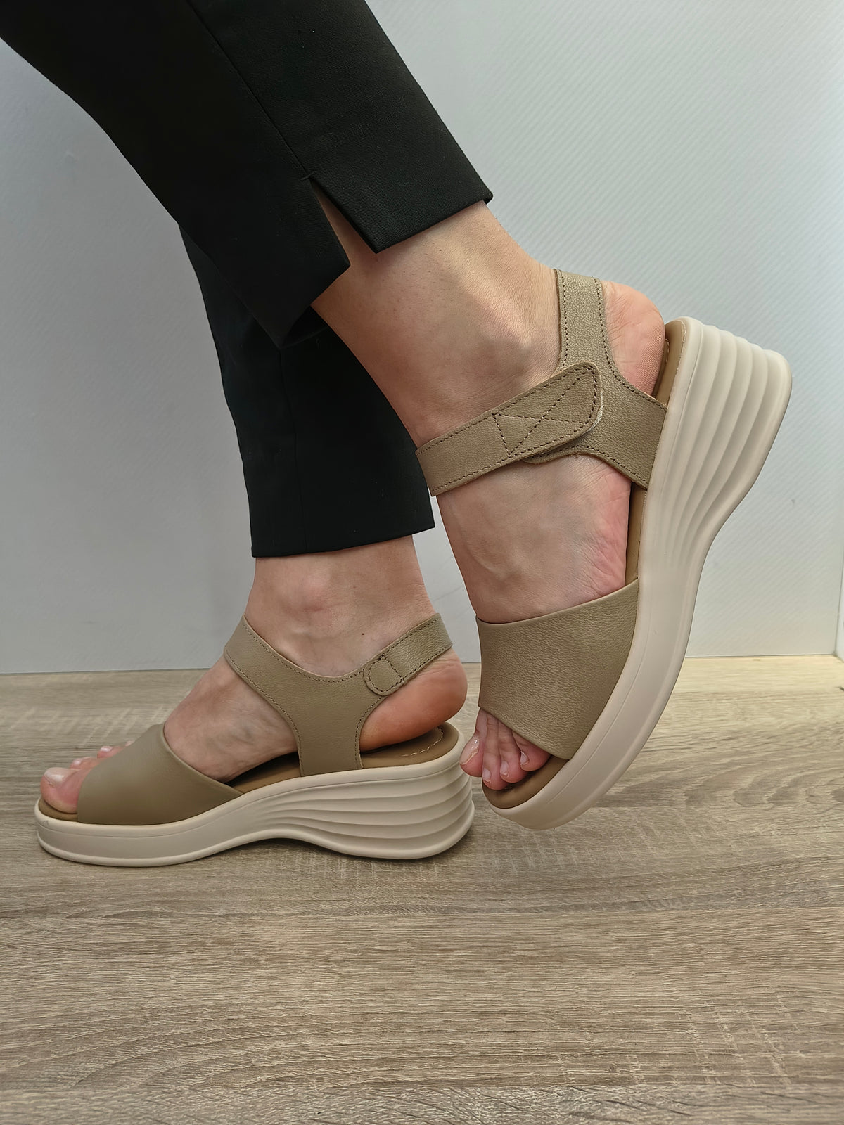 Sandale Casual Damă Formazione 5018 Bej - Piele Naturală - imagine 8