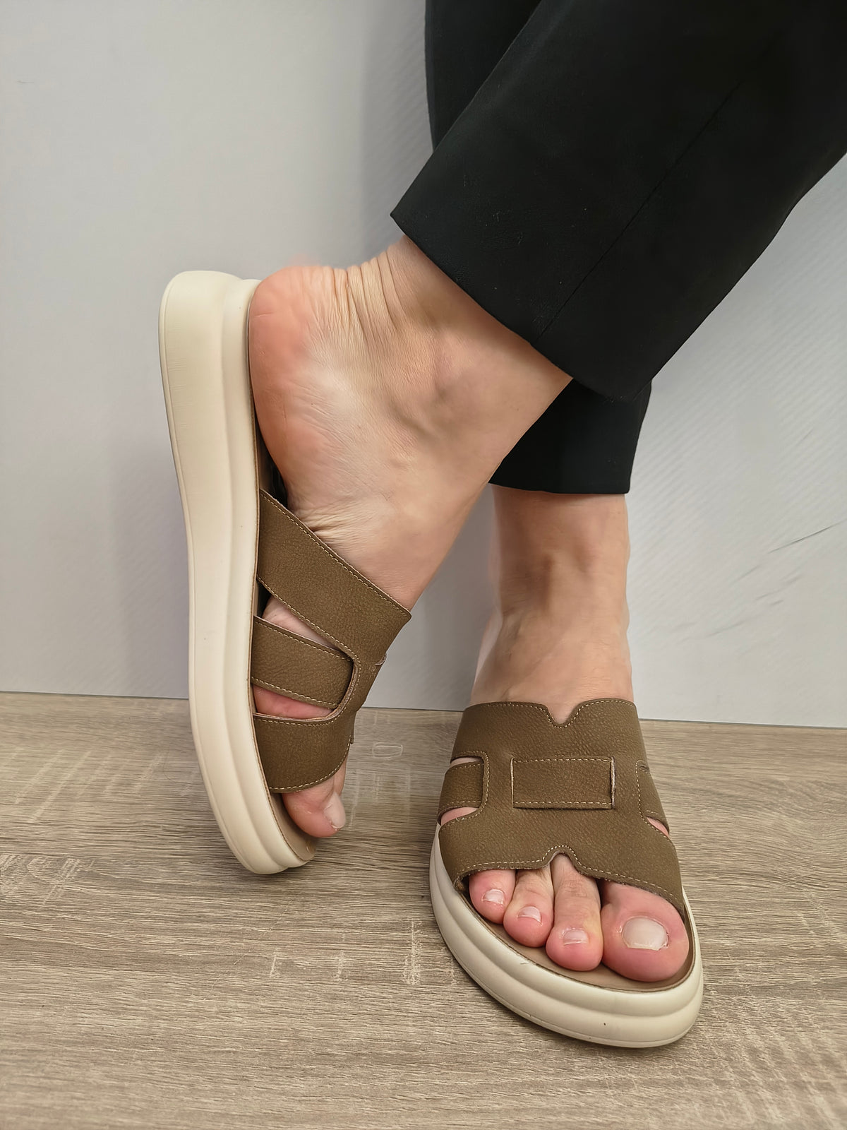 Saboti Casual Damă Formazione 28-008 Khaki Nubuck - Piele Naturală Nubuck - imagine 6