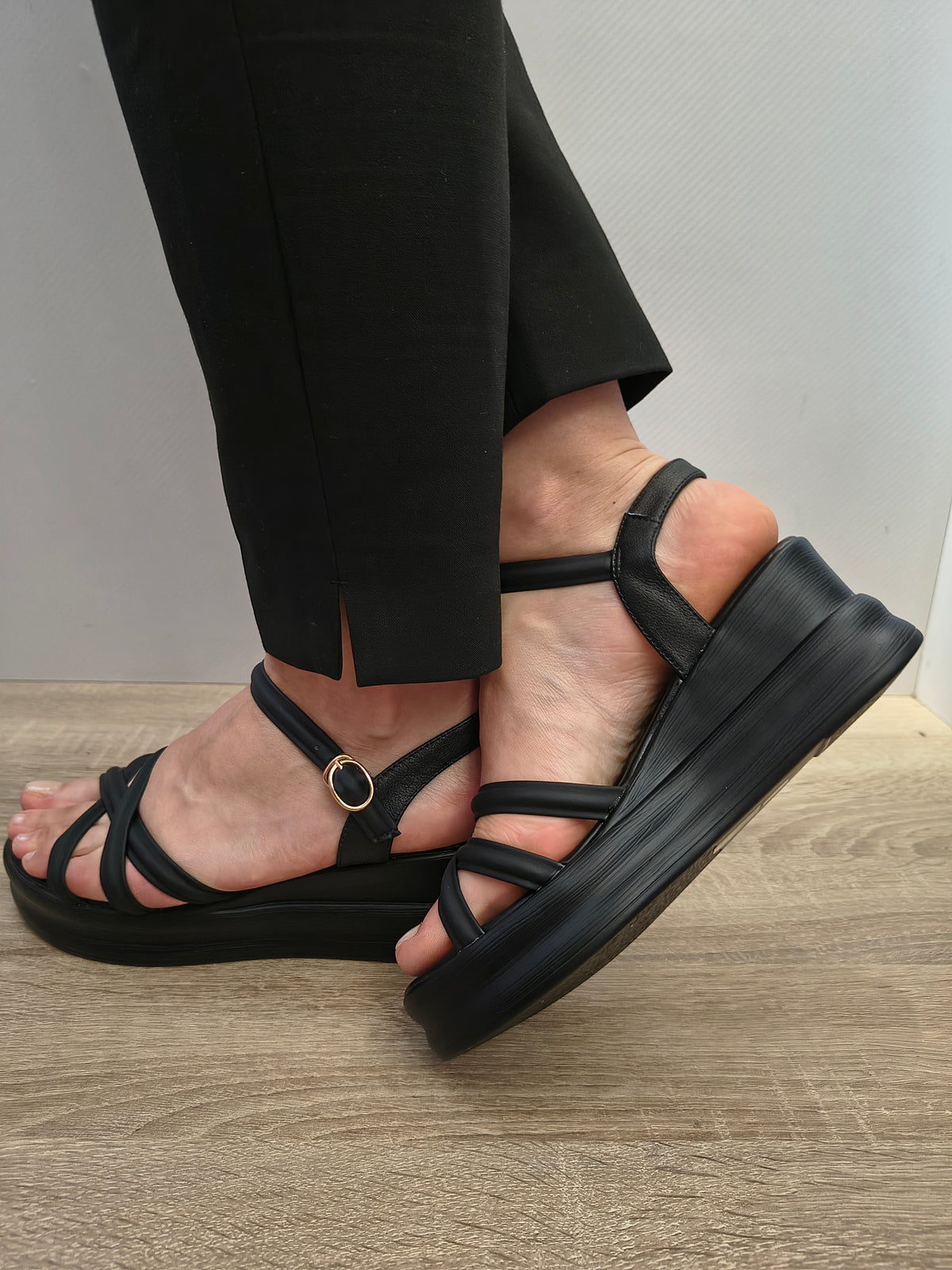 Sandale Casual Damă Formazione 991-1 Negru - Piele Naturală - imagine 5