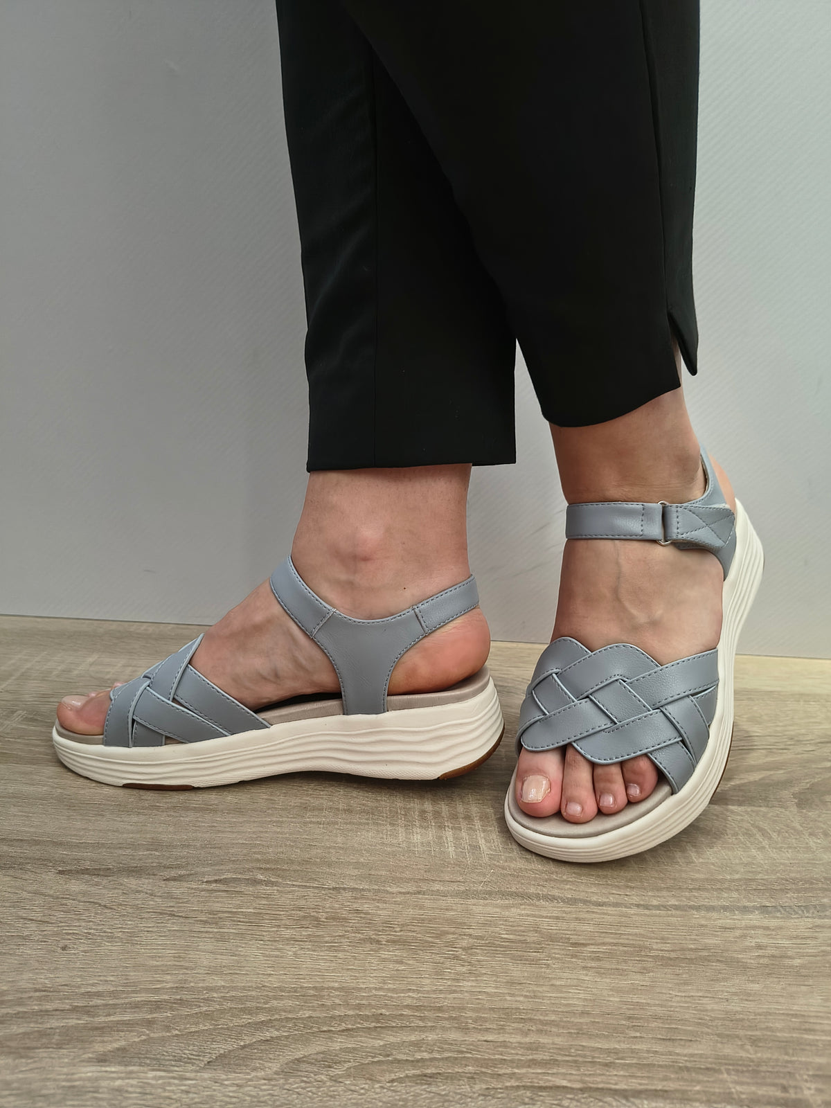 Sandale Casual Damă Formazione 3FR031 Gri - Piele Naturală - imagine 4