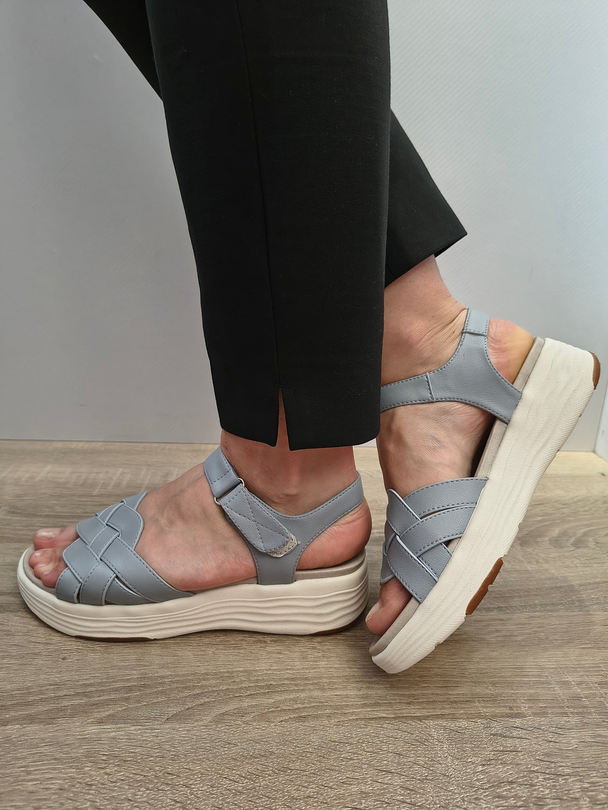 Sandale Casual Damă Formazione 3FR031 Gri - Piele Naturală - imagine 5