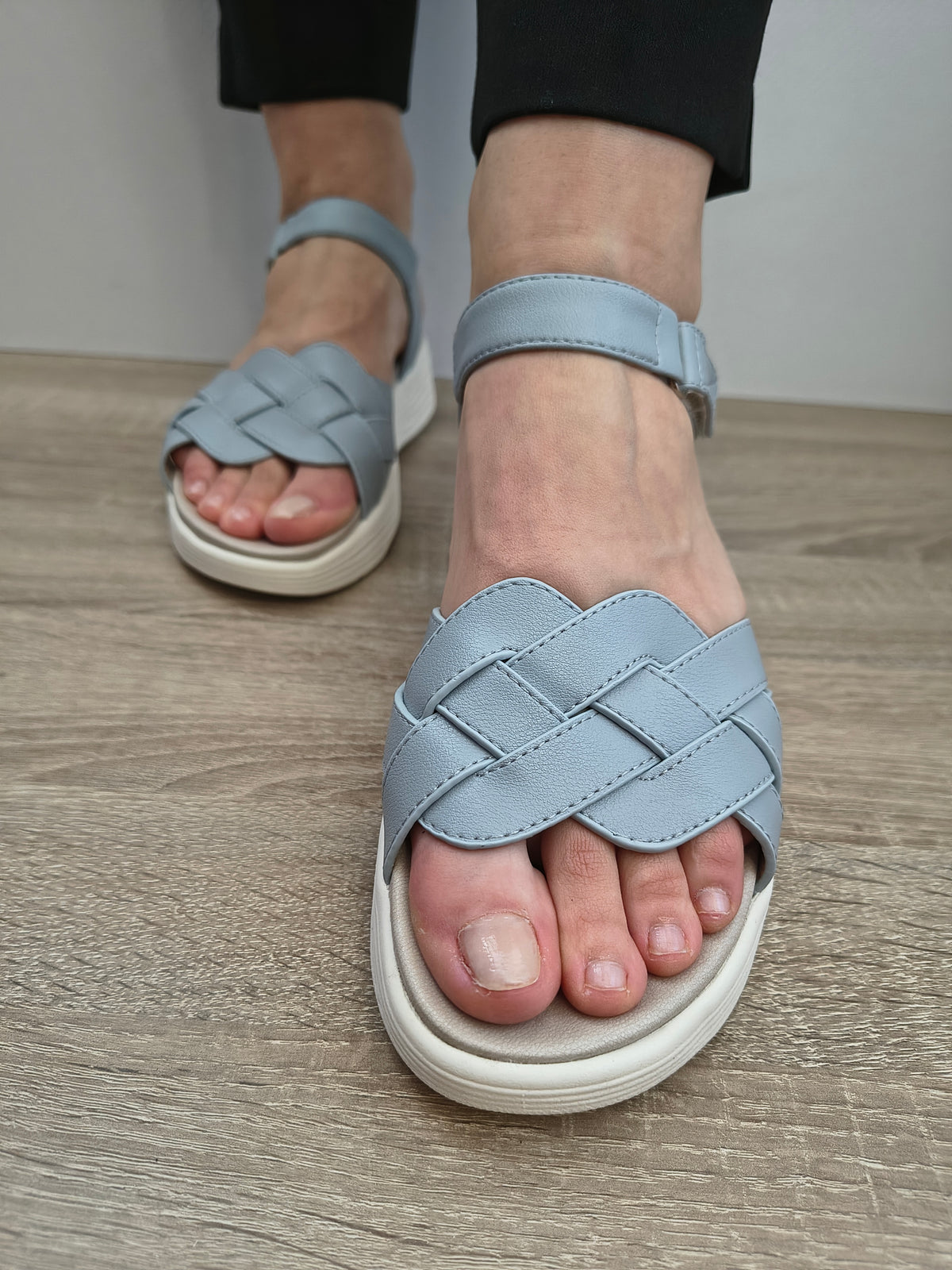 Sandale Casual Damă Formazione 3FR031 Gri - Piele Naturală - imagine 6