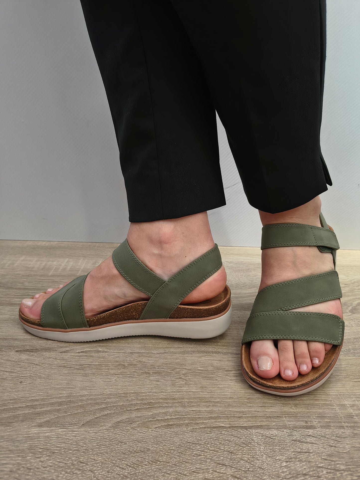 Sandale Casual Damă Skechers 163252 Olv Olive - Piele Ecologică