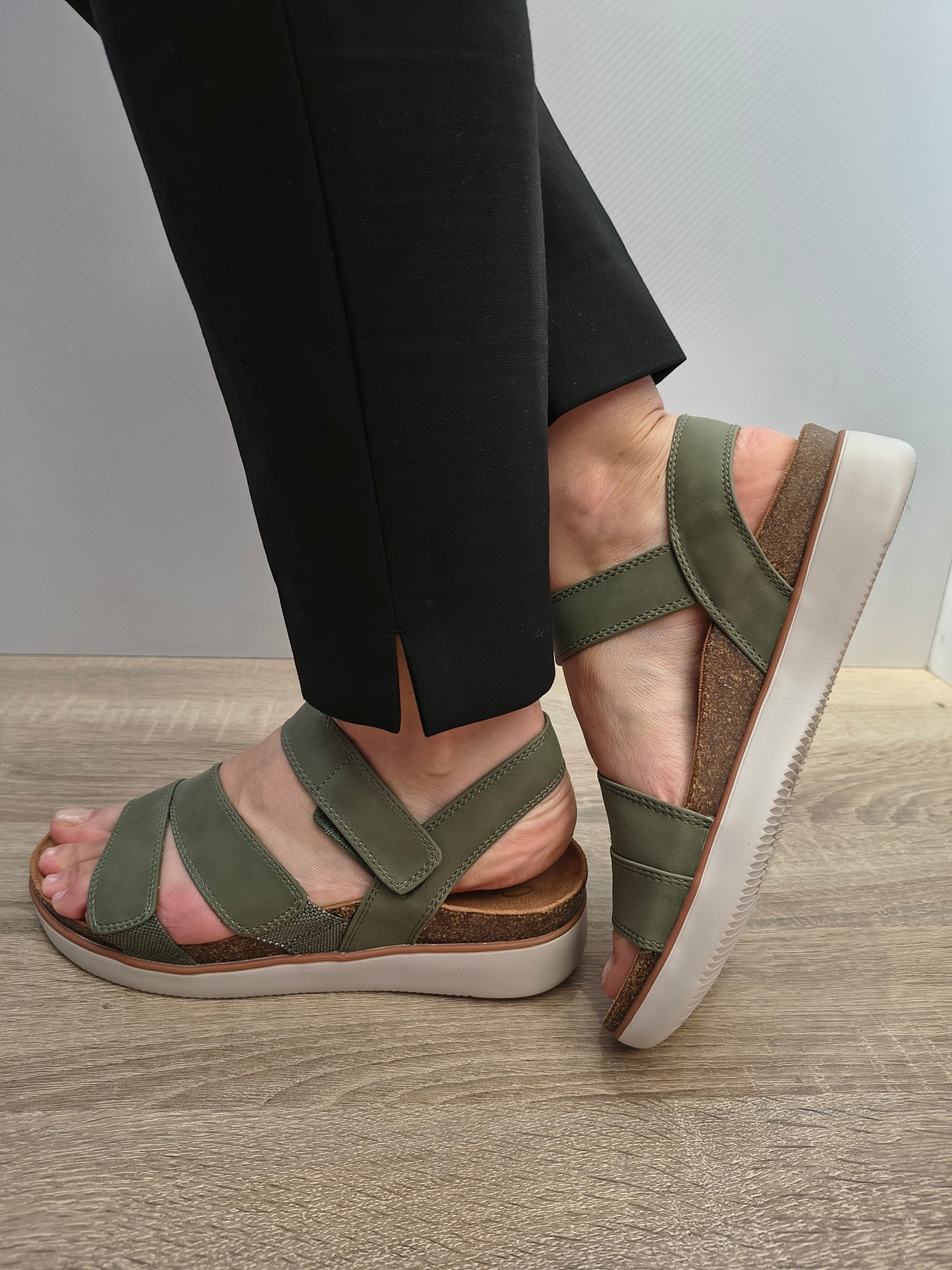 Sandale Casual Damă Skechers 163252 Olv Olive - Piele Ecologică