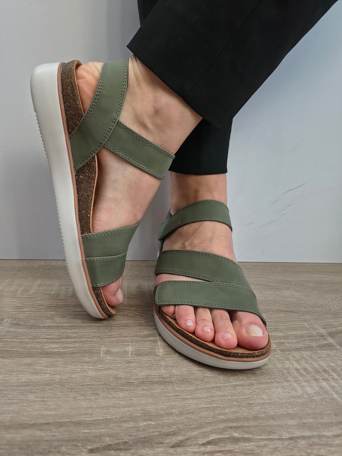 Sandale Casual Damă Skechers 163252 Olv Olive - Piele Ecologică