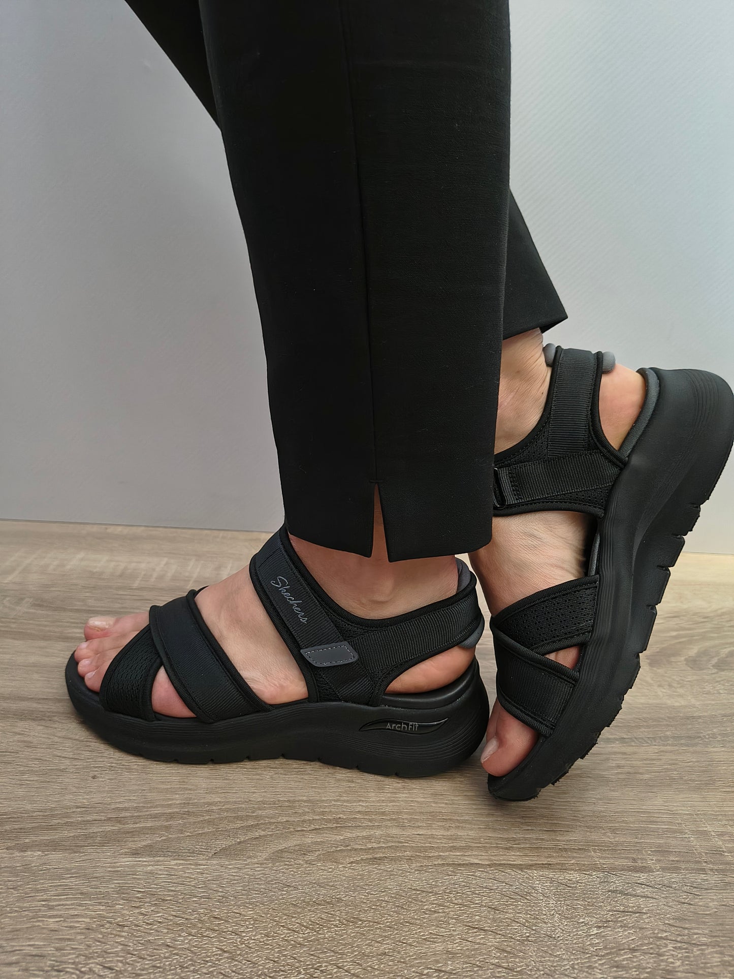 Sandale Casual Damă Skechers 164078 Bkgy Negru - Textil