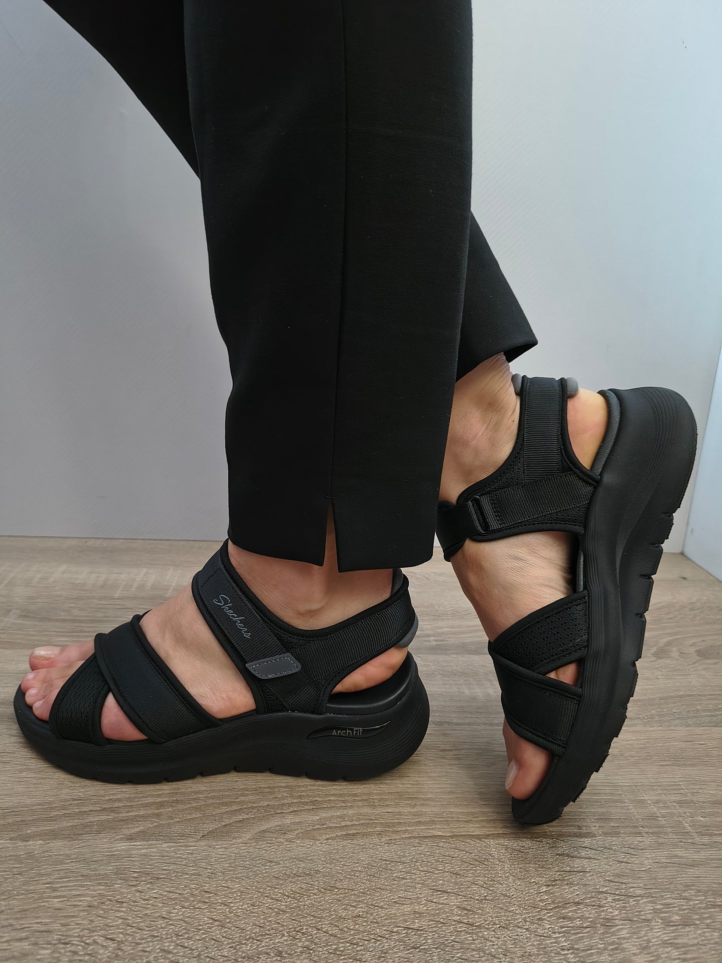 Sandale Casual Damă Skechers 164078 Bkgy Negru - Textil