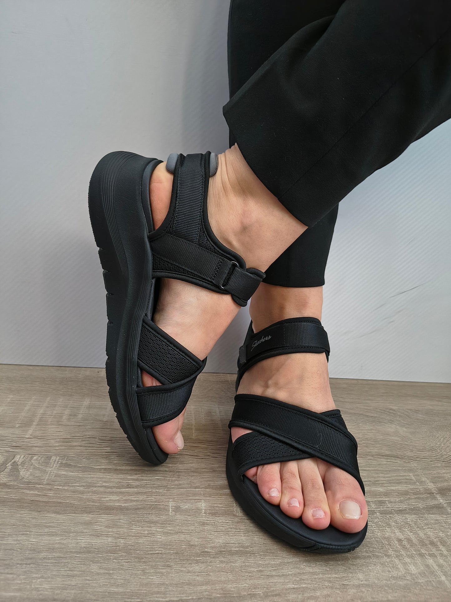 Sandale Casual Damă Skechers 164078 Bkgy Negru - Textil