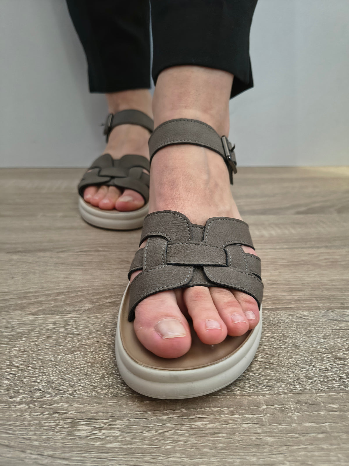 Sandale Casual Damă Formazione 28-022 Grey Nubuck - Piele Naturală Nubuck - imagine 4