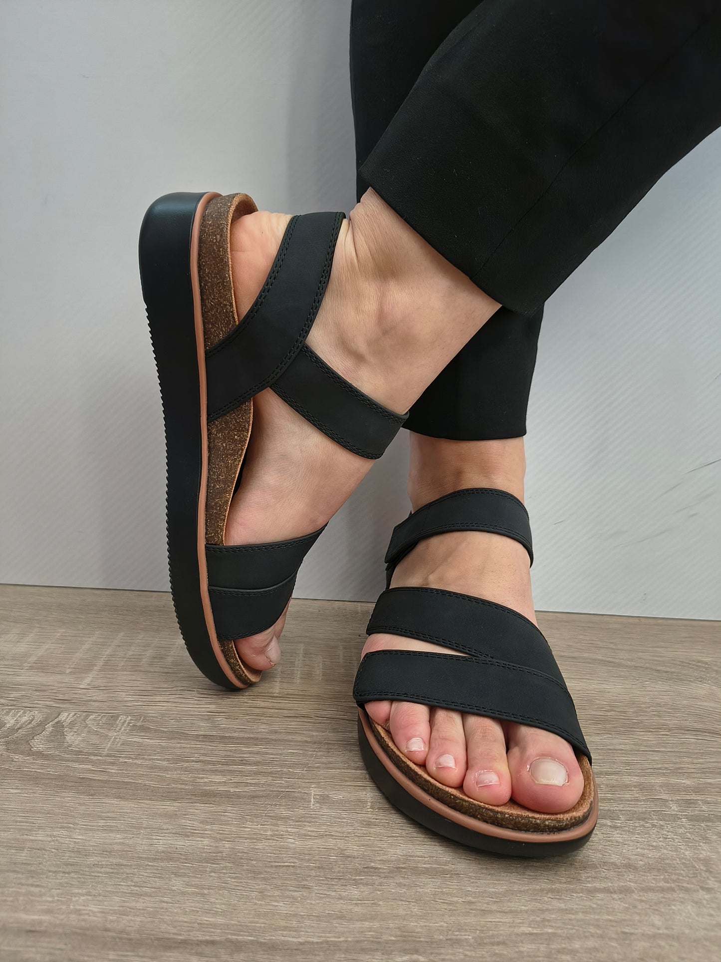 Sandale Casual Damă Skechers 163252 Blk Negru - Piele Ecologică