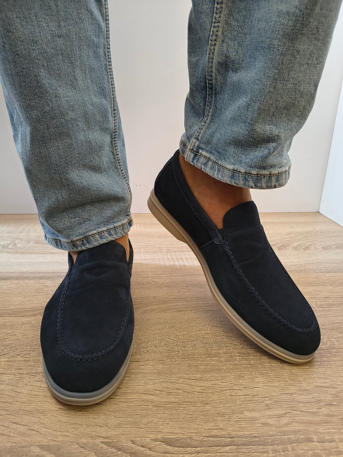 Pantofi Casual Bărbați Eldemas 2-2090-307 Bleumarin Velur - Piele Naturală Întoarsă - imagine 3