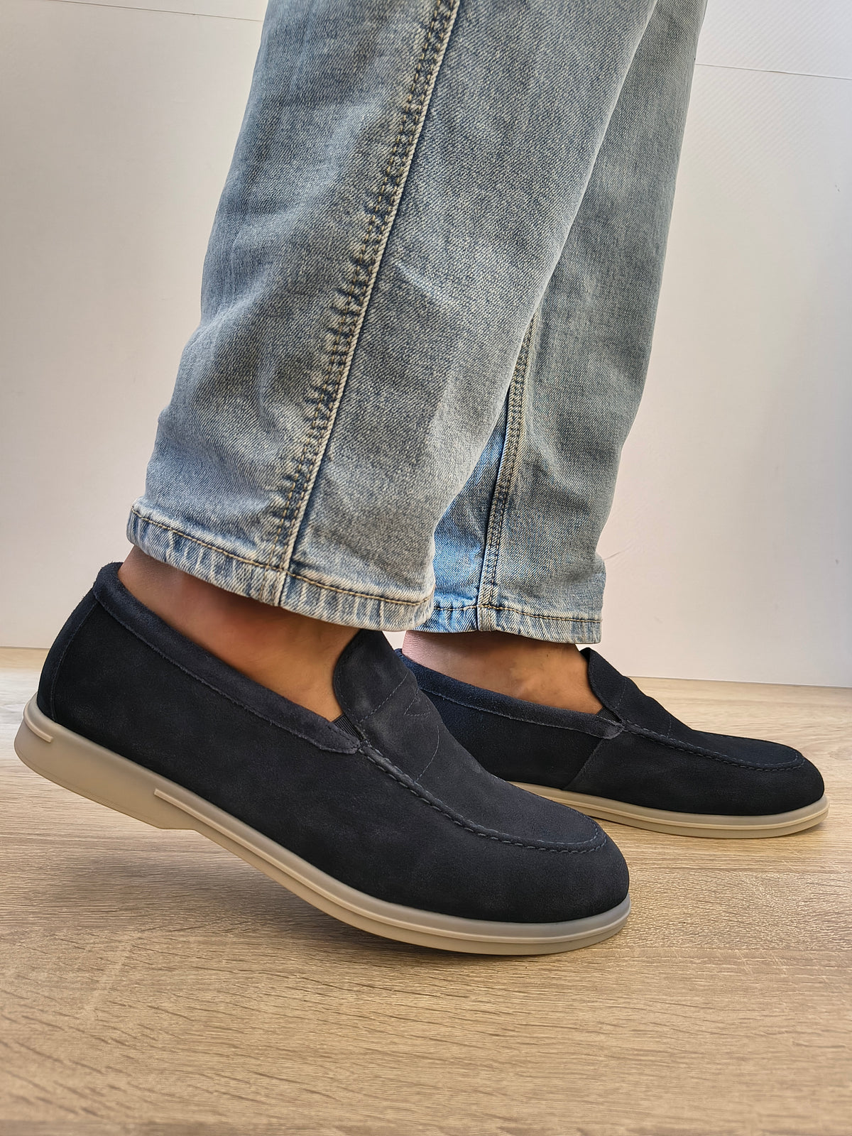 Pantofi Casual Bărbați Eldemas 2-2090-307 Bleumarin Velur - Piele Naturală Întoarsă - imagine 2