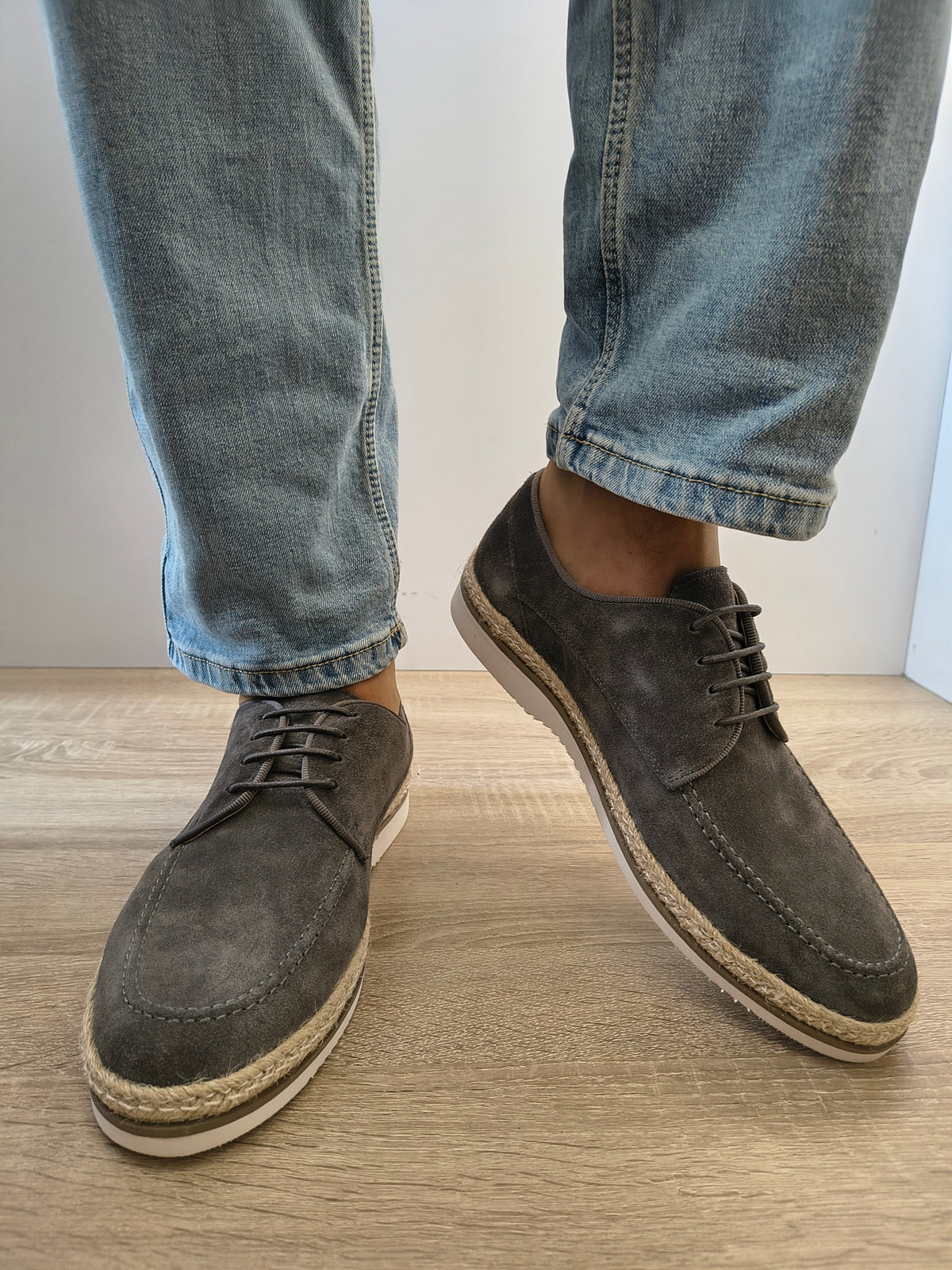 Pantofi Casual Bărbați Eldemas 3-1086-01 Gri Velur - Piele Naturală Întoarsă - imagine 3