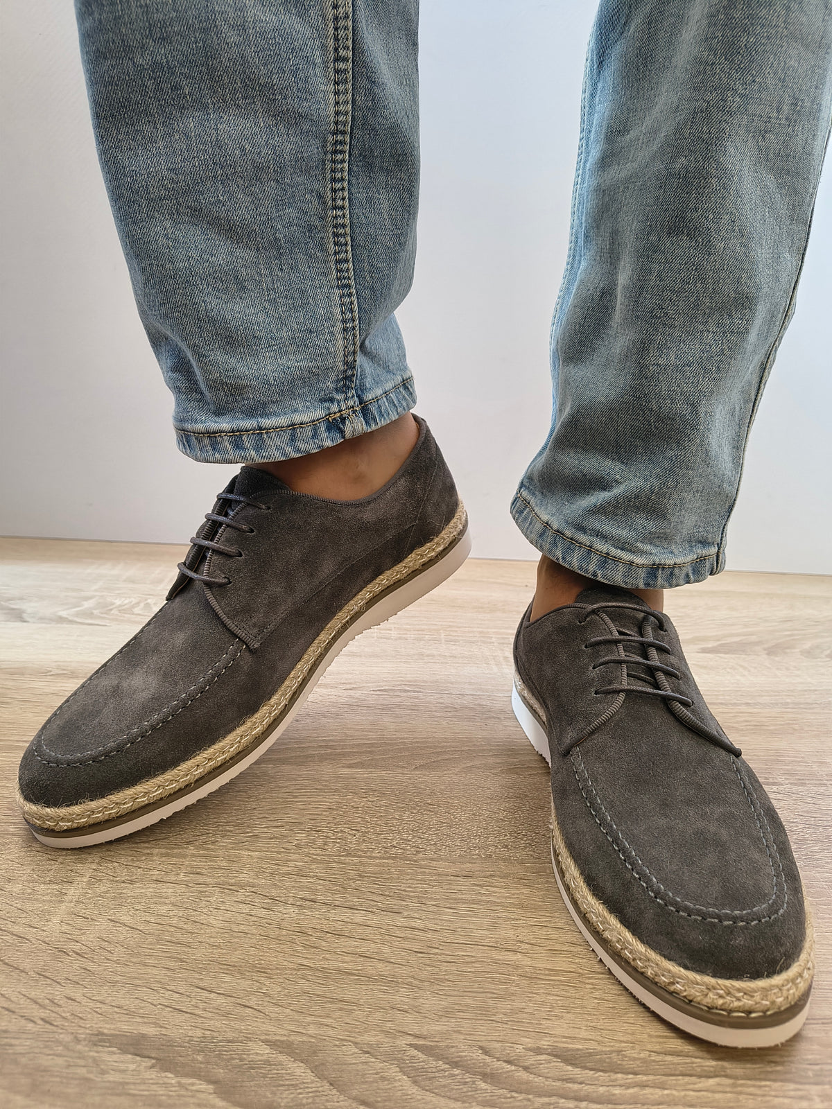 Pantofi Casual Bărbați Eldemas 3-1086-01 Gri Velur - Piele Naturală Întoarsă - imagine 4