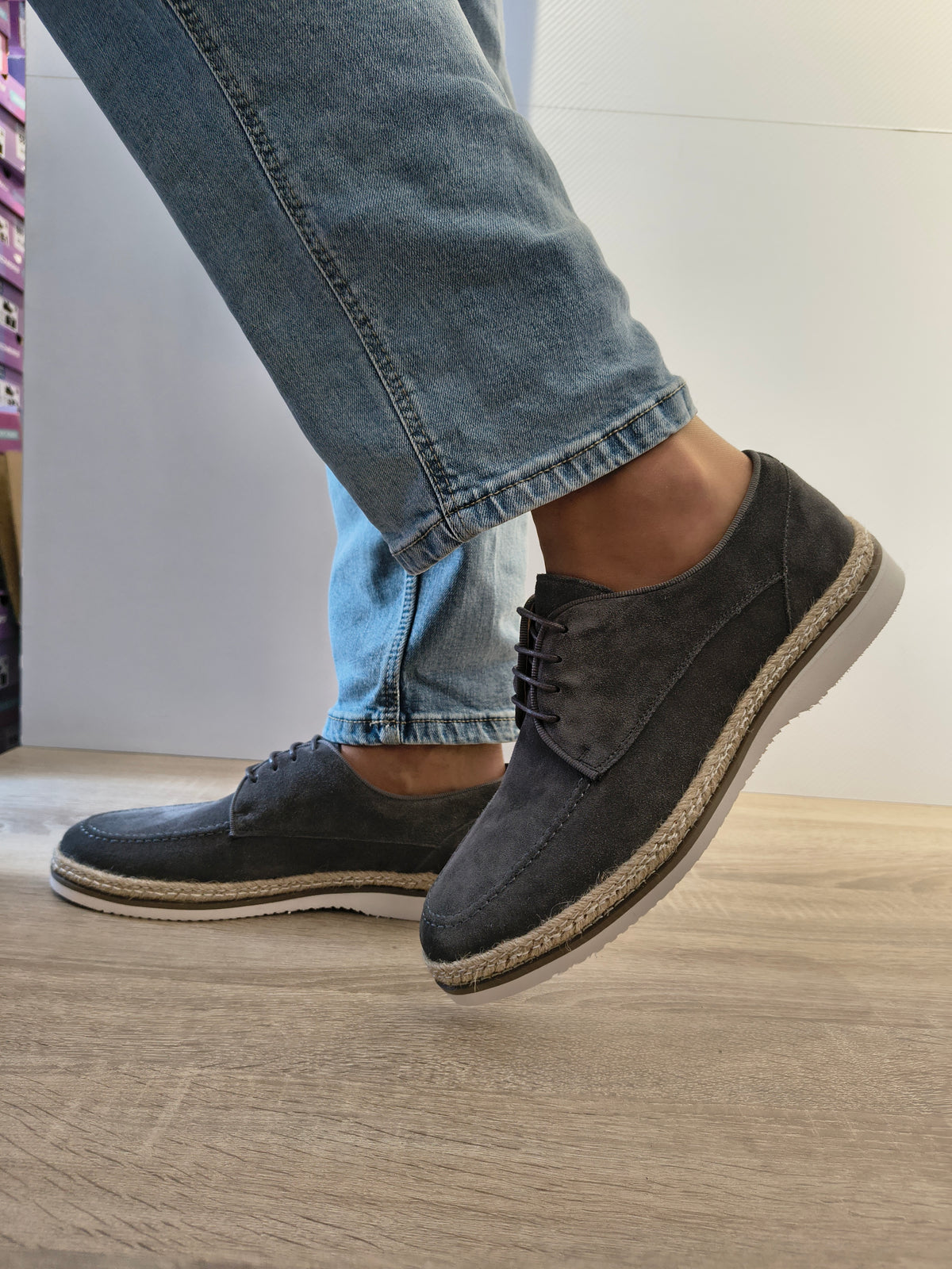 Pantofi Casual Bărbați Eldemas 3-1086-01 Gri Velur - Piele Naturală Întoarsă - imagine 5