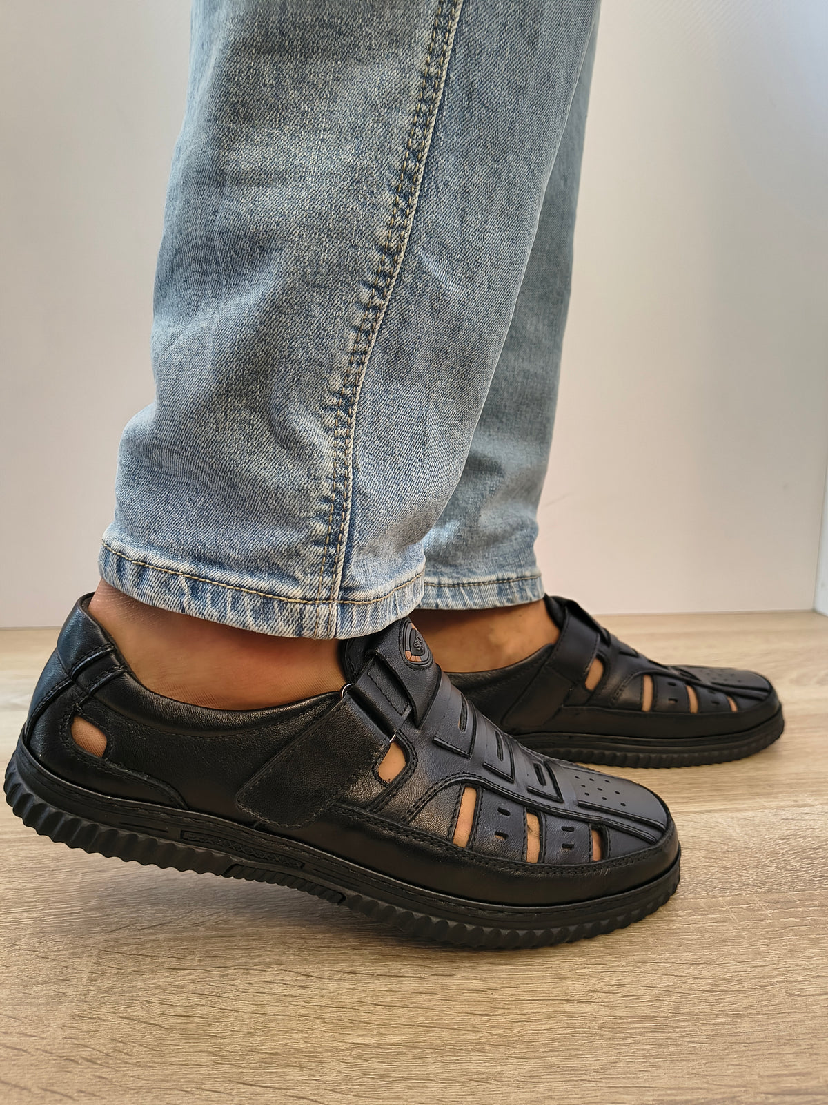 Pantofi Perforati Bărbați Otter 80008C 01-N Negru - Piele Naturală - imagine 2