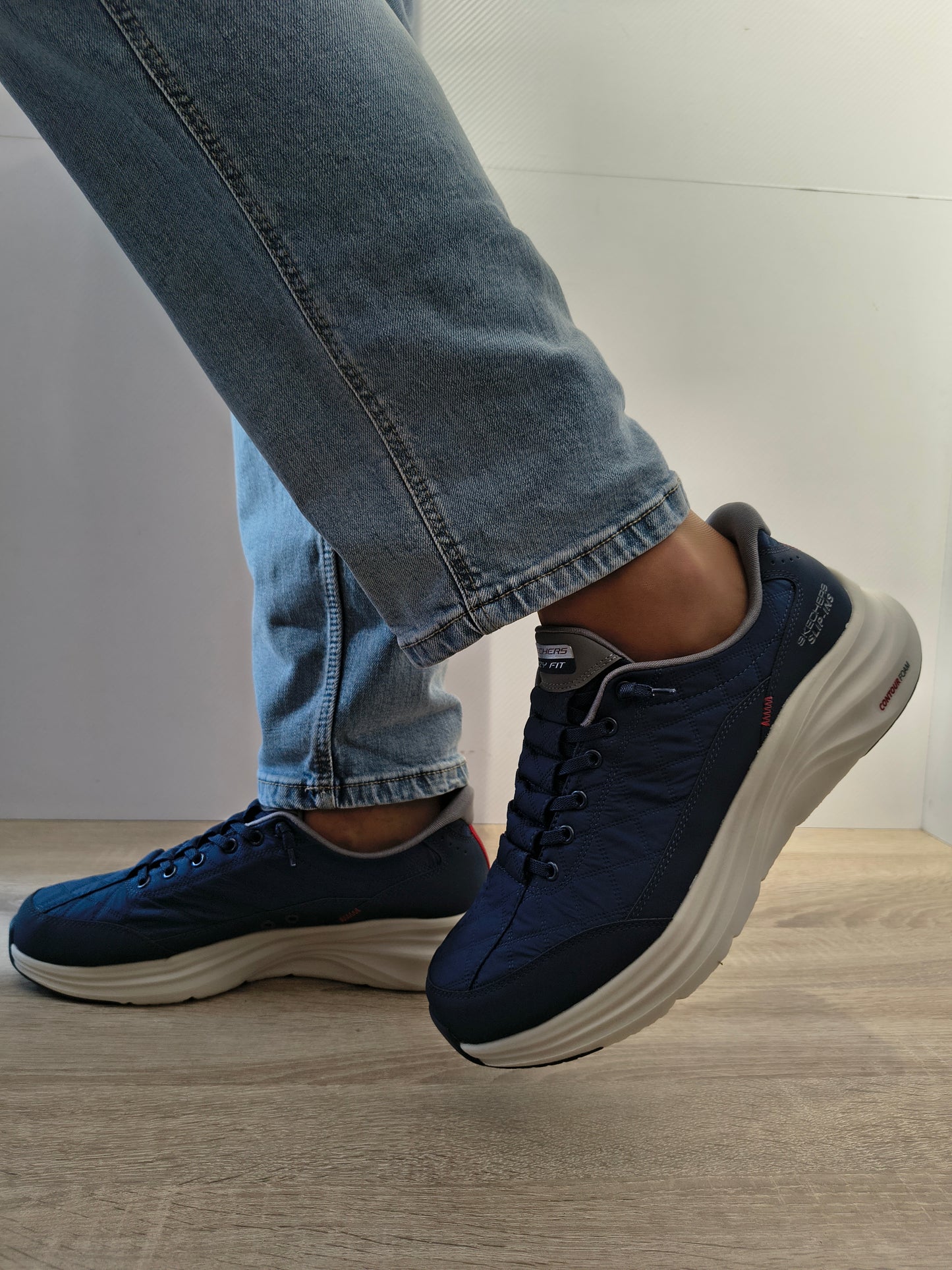 Pantofi Casual Bărbați Skechers 232619 Nvgy Navy - Textil + Piele Ecologică