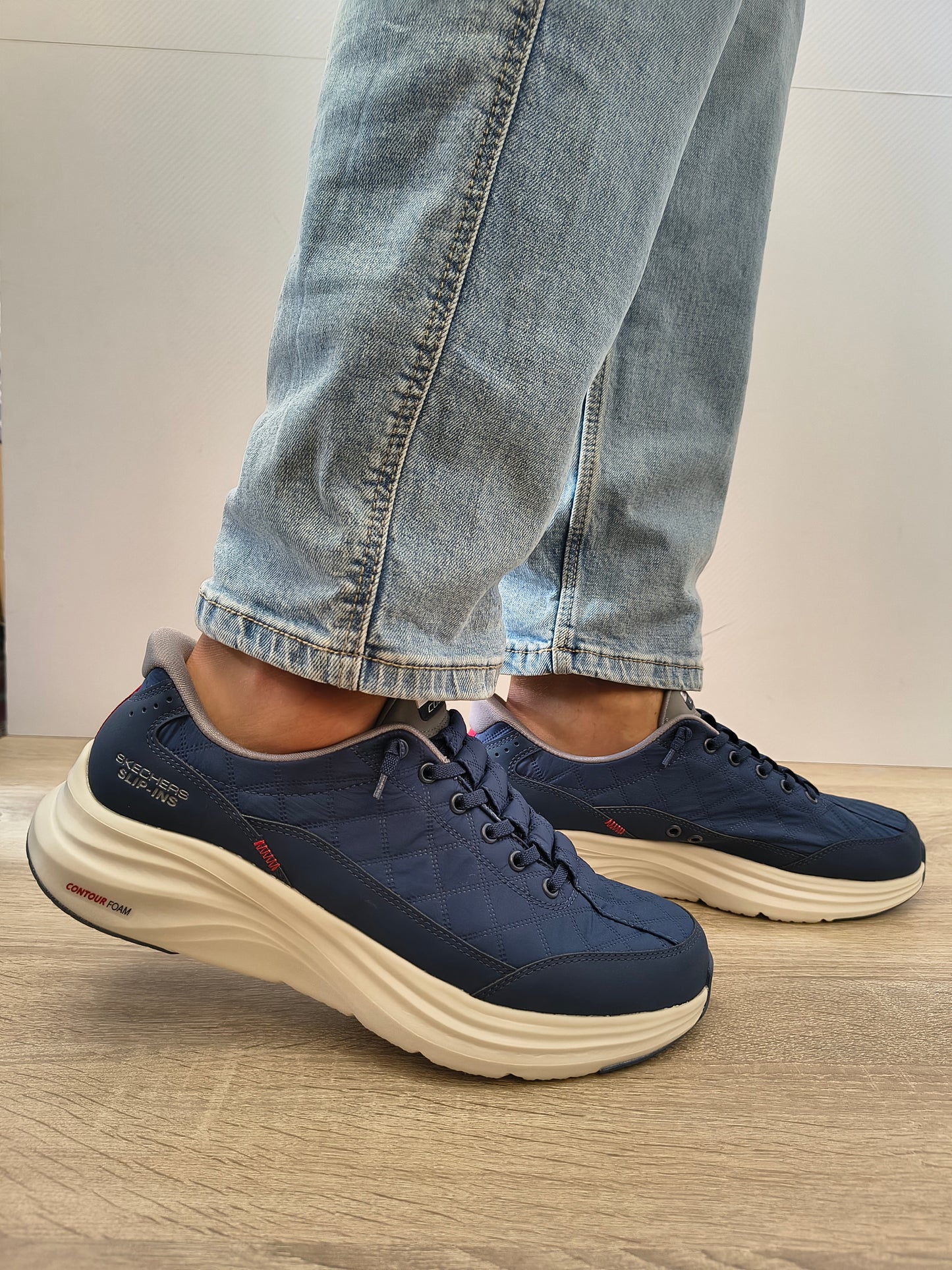 Pantofi Casual Bărbați Skechers 232619 Nvgy Navy - Textil + Piele Ecologică