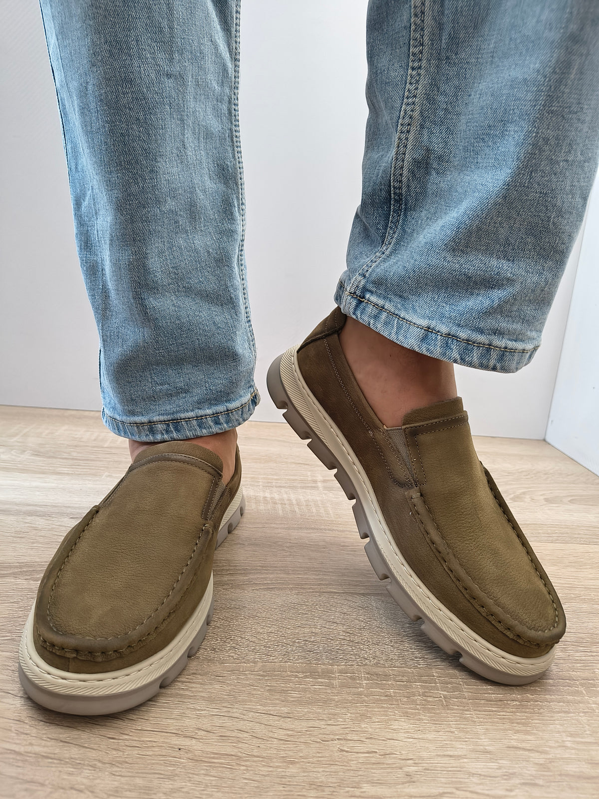 Pantofi Casual Bărbați Mels 8063 Green - Piele Naturală Nubuck - imagine 3