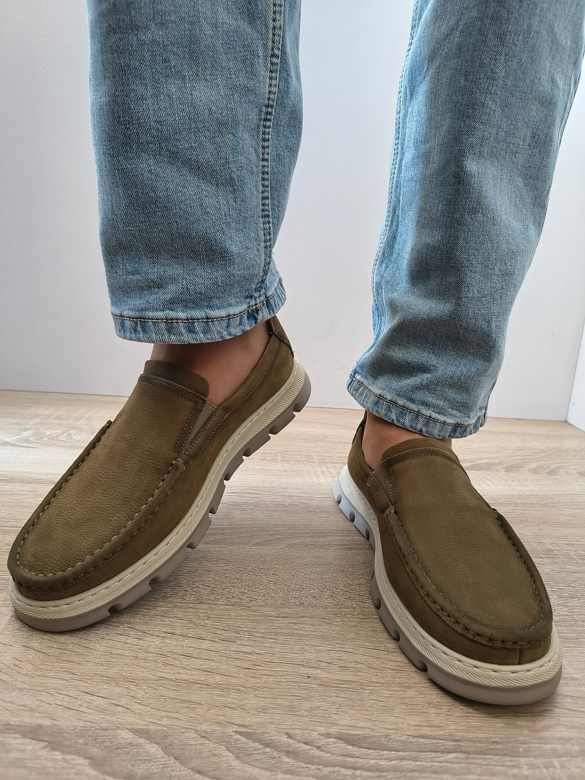 Pantofi Casual Bărbați Mels 8063 Green - Piele Naturală Nubuck - imagine 4