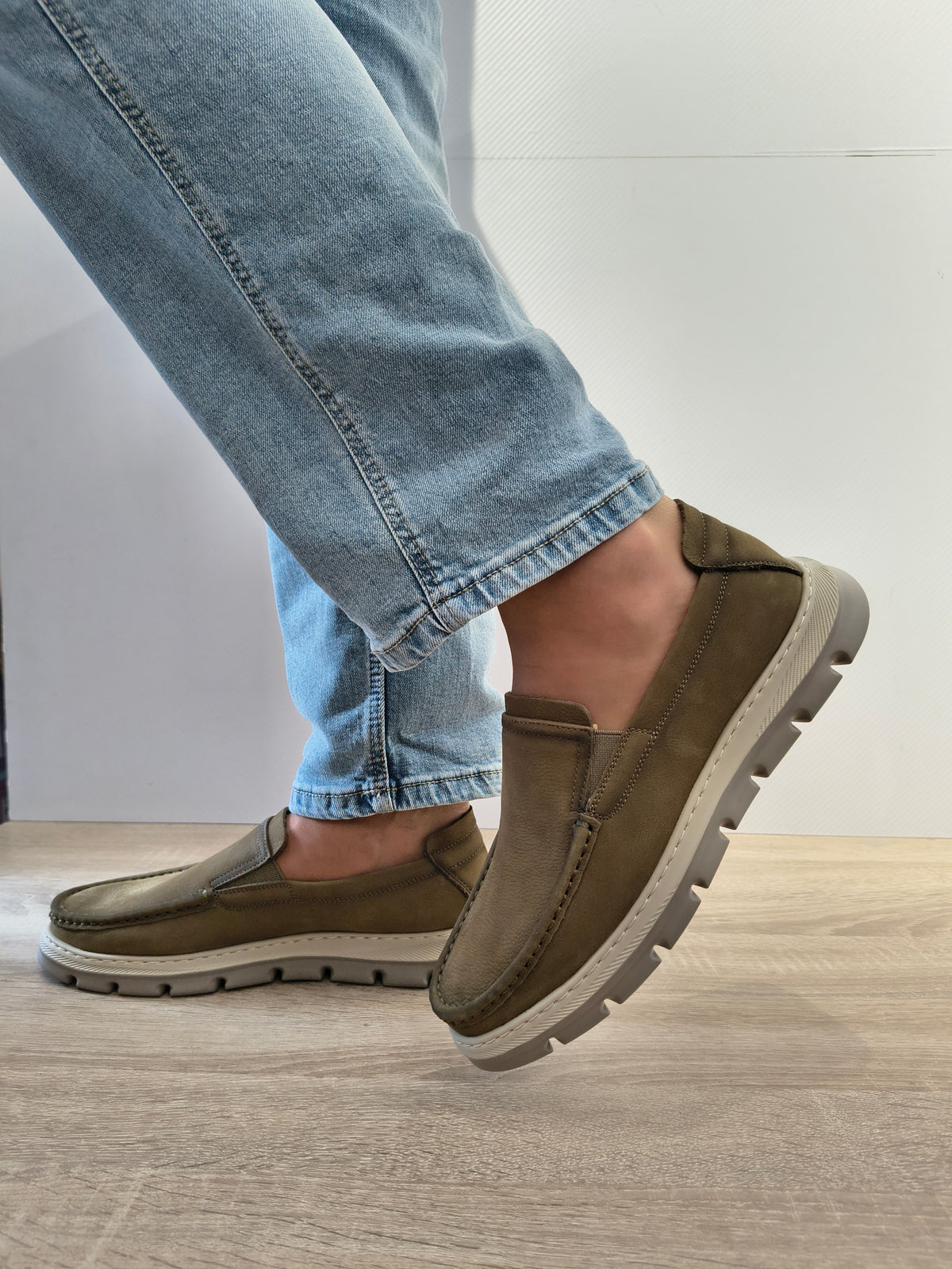 Pantofi Casual Bărbați Mels 8063 Green - Piele Naturală Nubuck - imagine 5