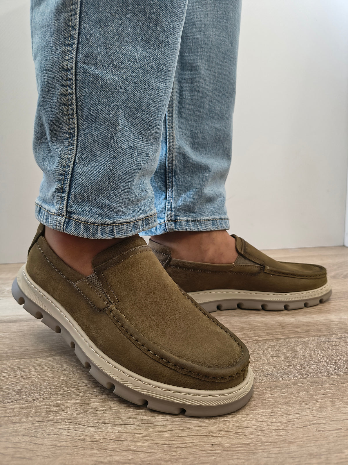 Pantofi Casual Bărbați Mels 8063 Green - Piele Naturală Nubuck - imagine 2
