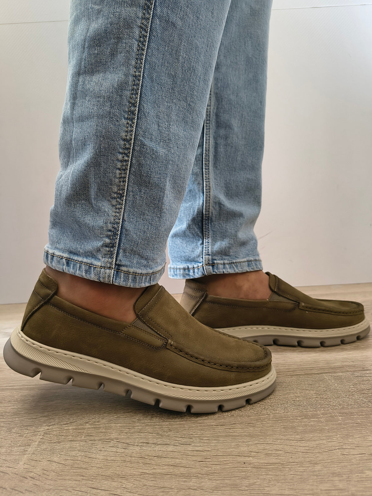 Pantofi Casual Bărbați Mels 8063 Green - Piele Naturală Nubuck - imagine 6