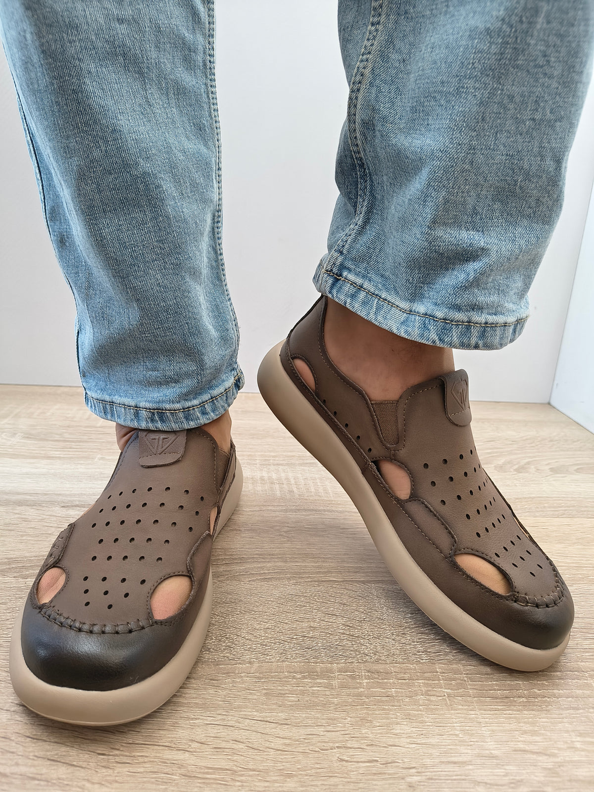 Pantofi Casual Bărbați Mels A93230 Khaki - Piele Naturală Nubuck - imagine 3