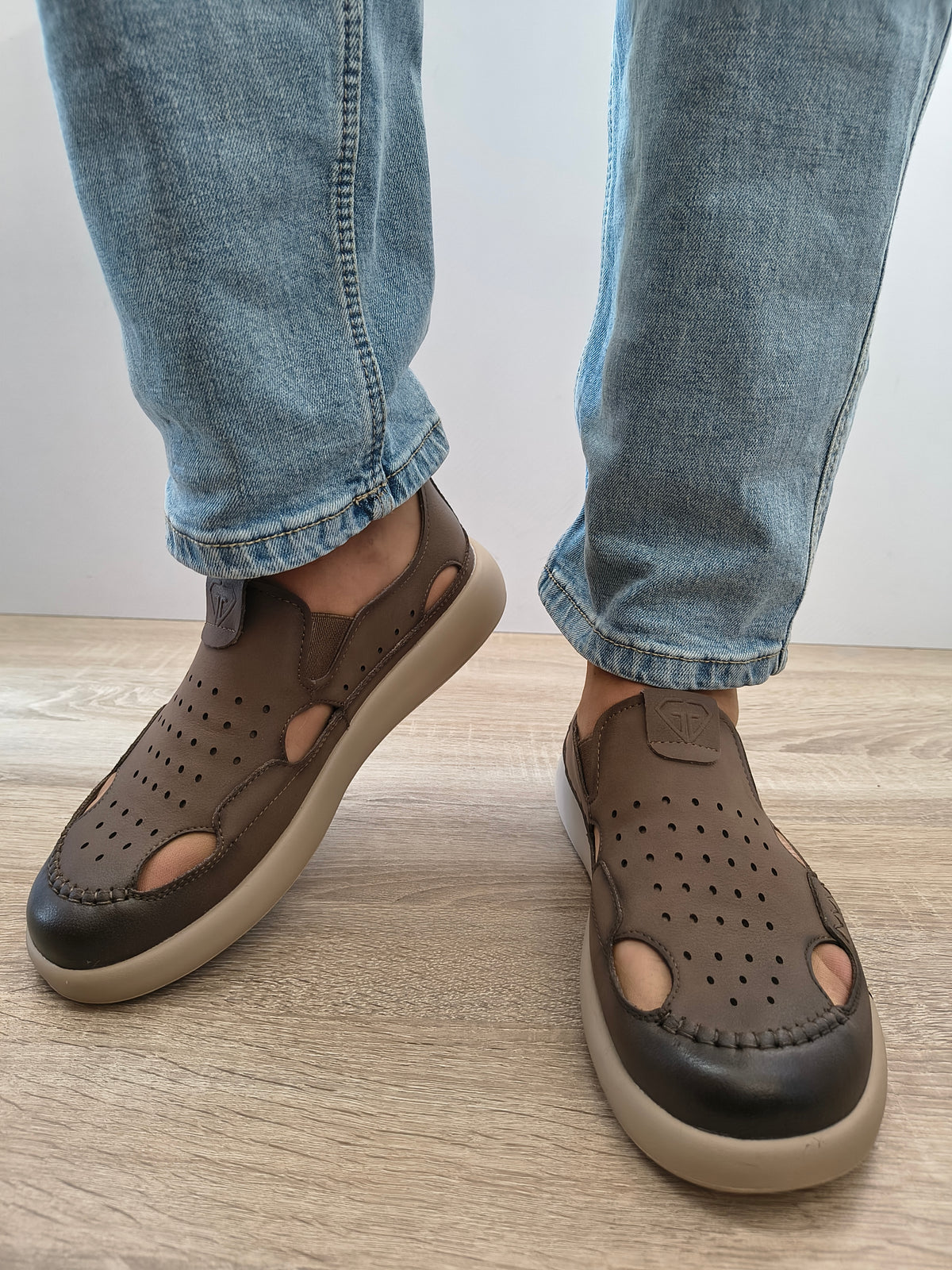 Pantofi Casual Bărbați Mels A93230 Khaki - Piele Naturală Nubuck - imagine 4