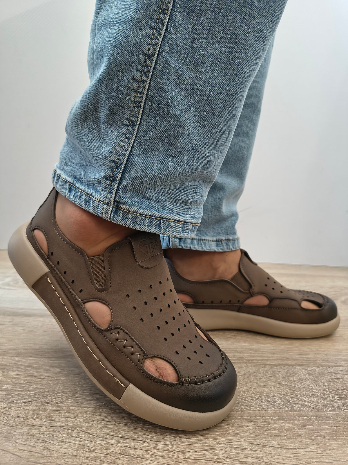 Pantofi Casual Bărbați Mels A93230 Khaki - Piele Naturală Nubuck - imagine 6