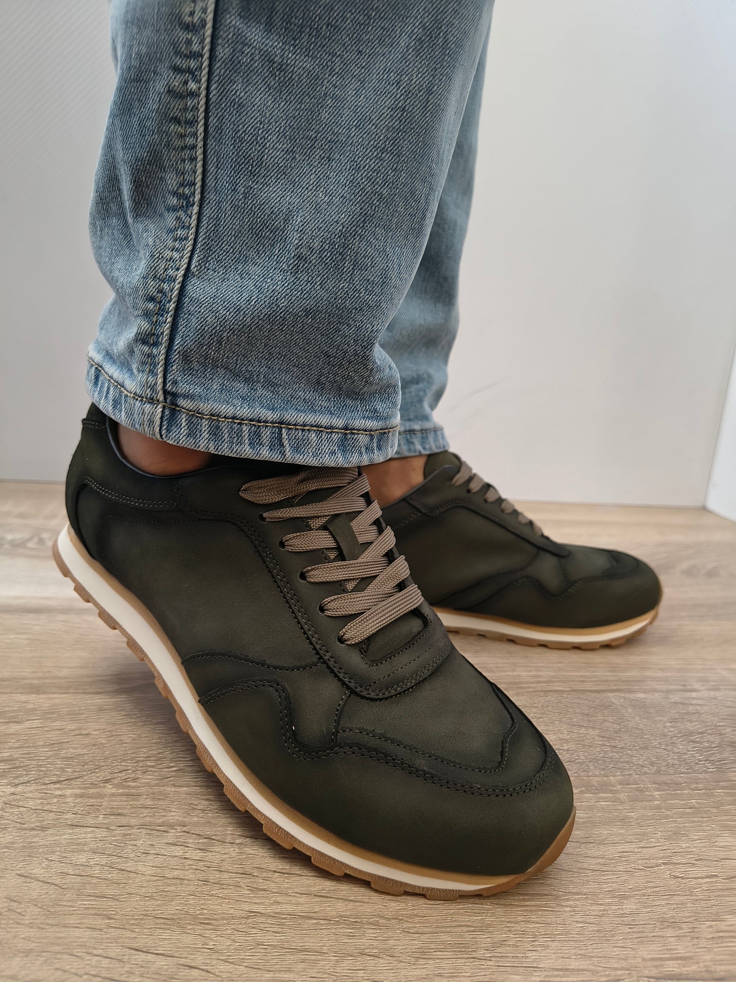 Pantofi Casual Bărbați Eldemas 3-1066-12 Verde - Piele Naturală Nubuck