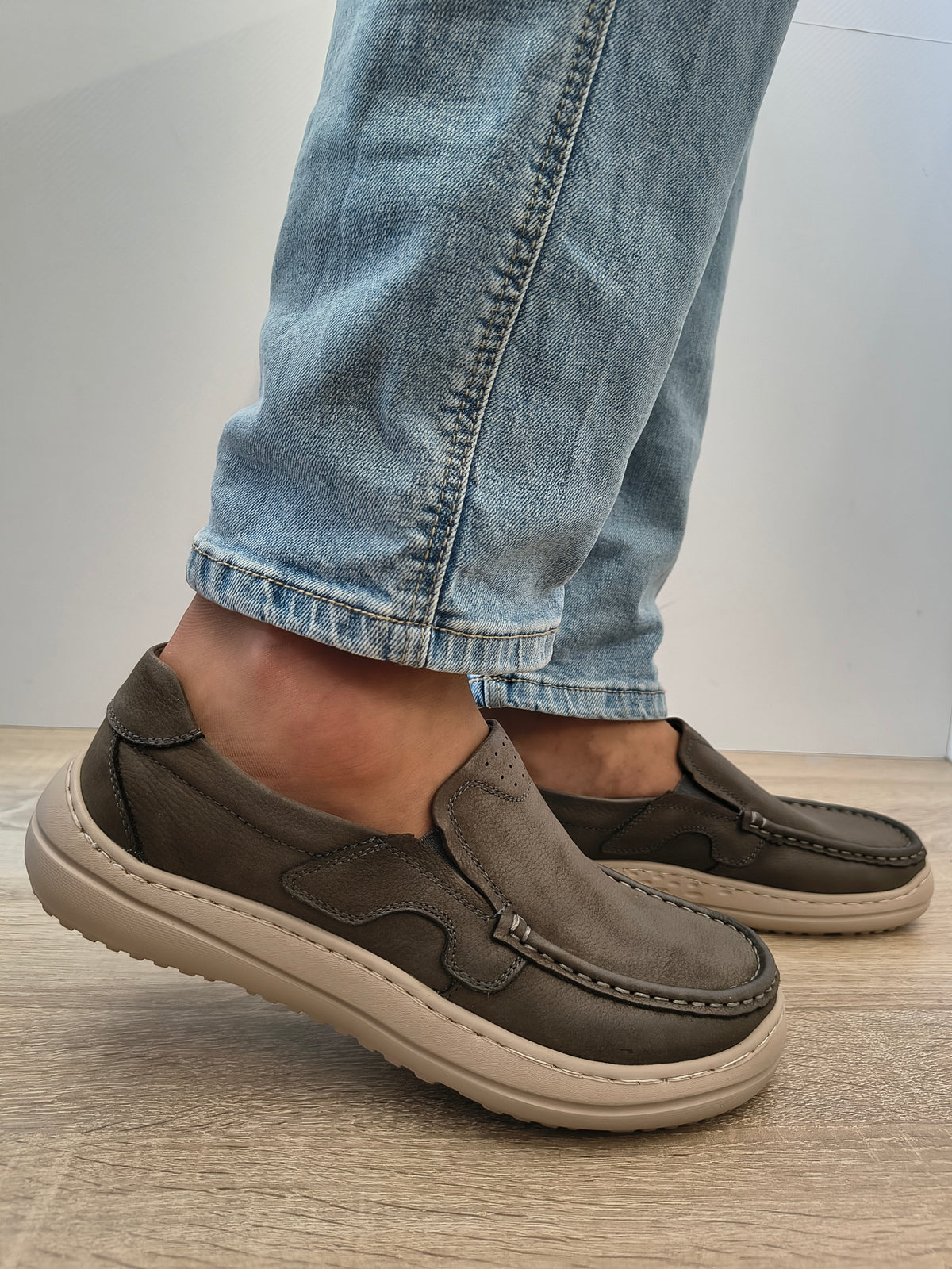 Pantofi Casual Bărbați Mels 85170 Grey - Piele Naturală Nubuck - imagine 6