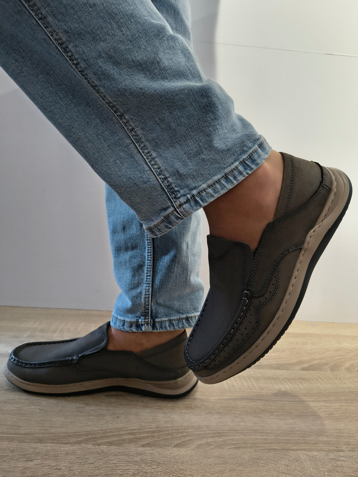 Pantofi Casual Bărbați Mels 85328 Grey - Piele Naturală - imagine 5
