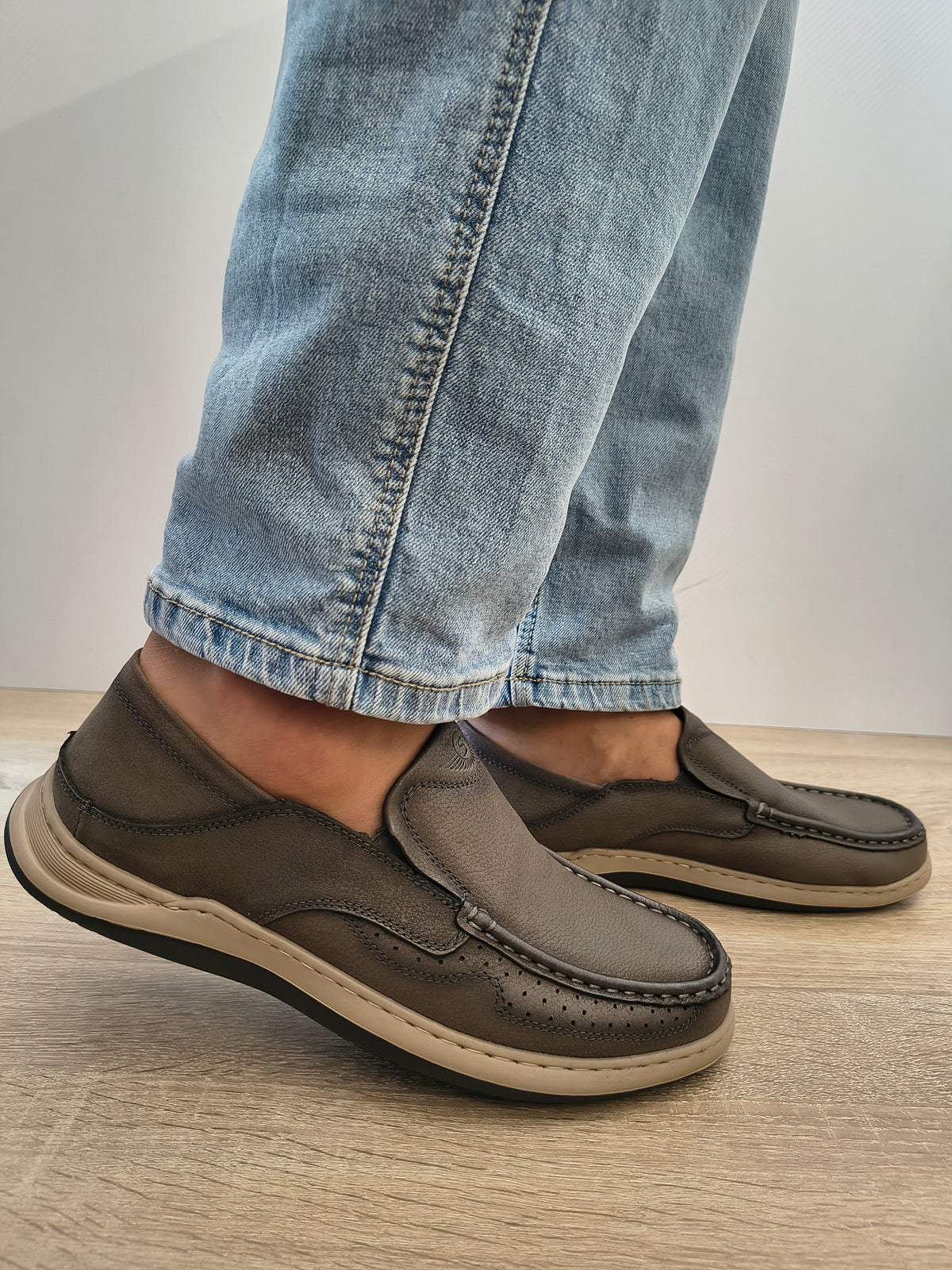 Pantofi Casual Bărbați Mels 85328 Grey - Piele Naturală - imagine 2