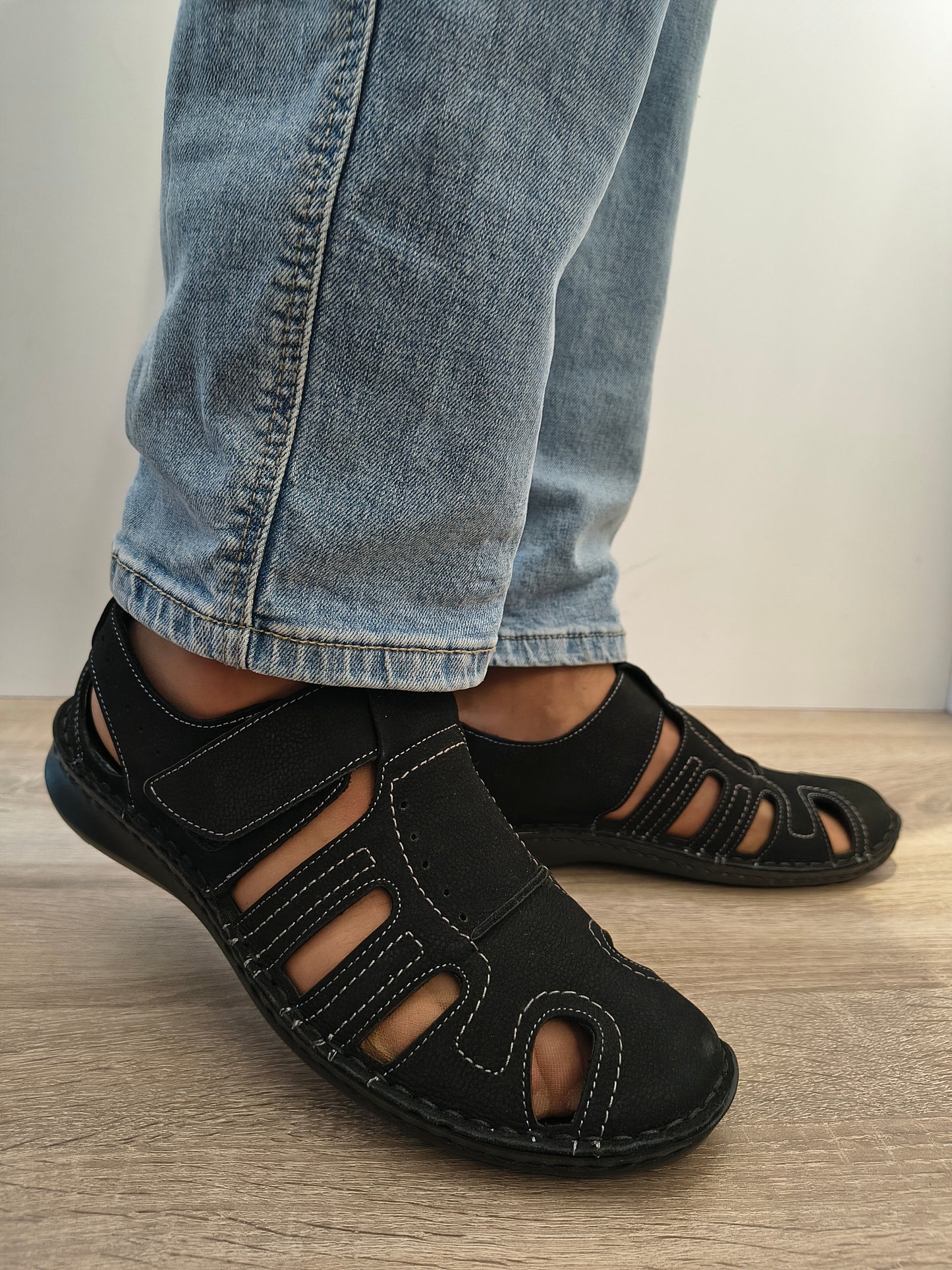 Pantofi Perforati Bărbați Otter 9544 01-2 Negru Nubuck - Piele Naturală Nubuck