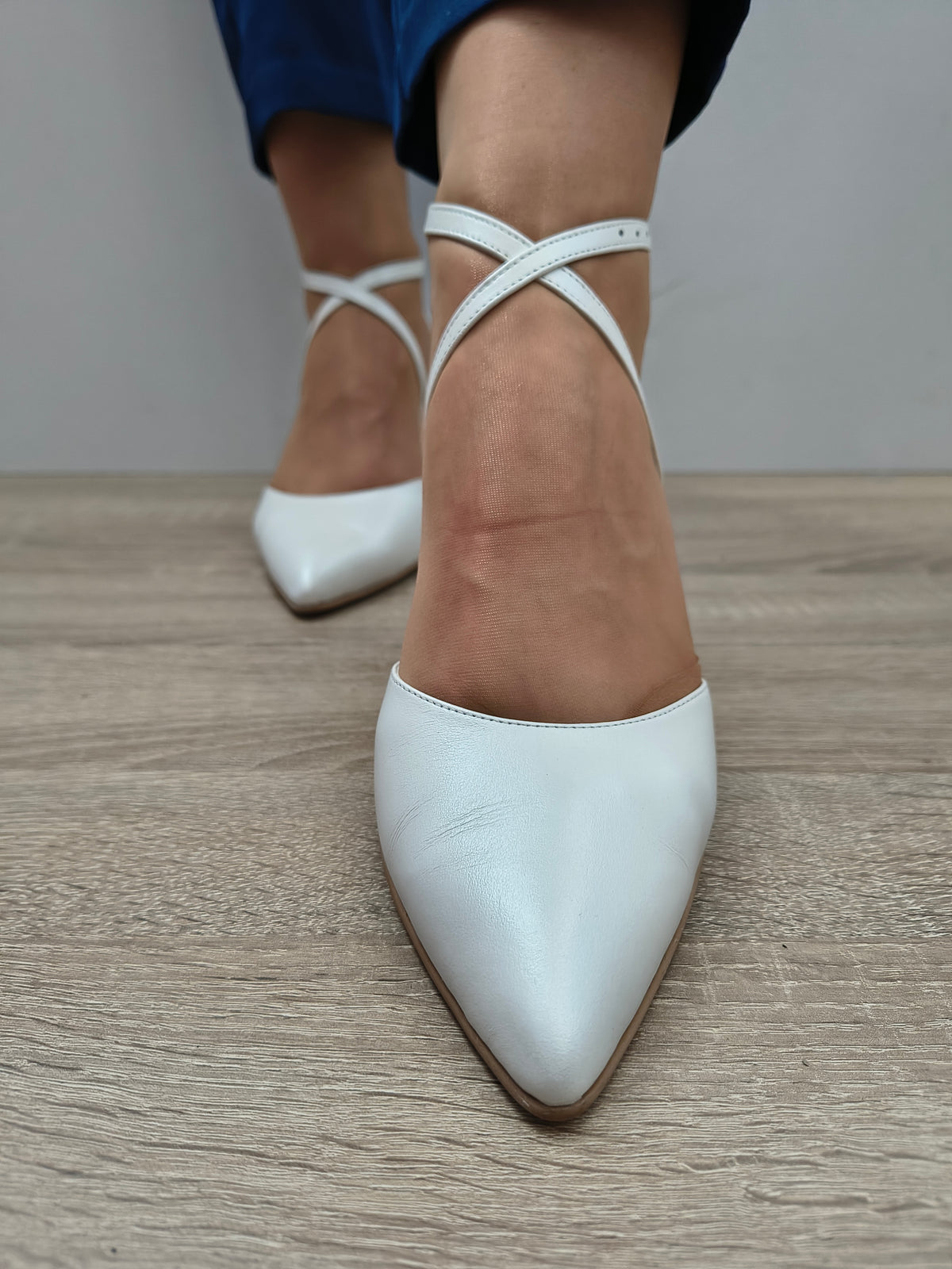Pantofi Decupati Damă Antonio 12420 Alb Sidef - Piele Naturală - imagine 3